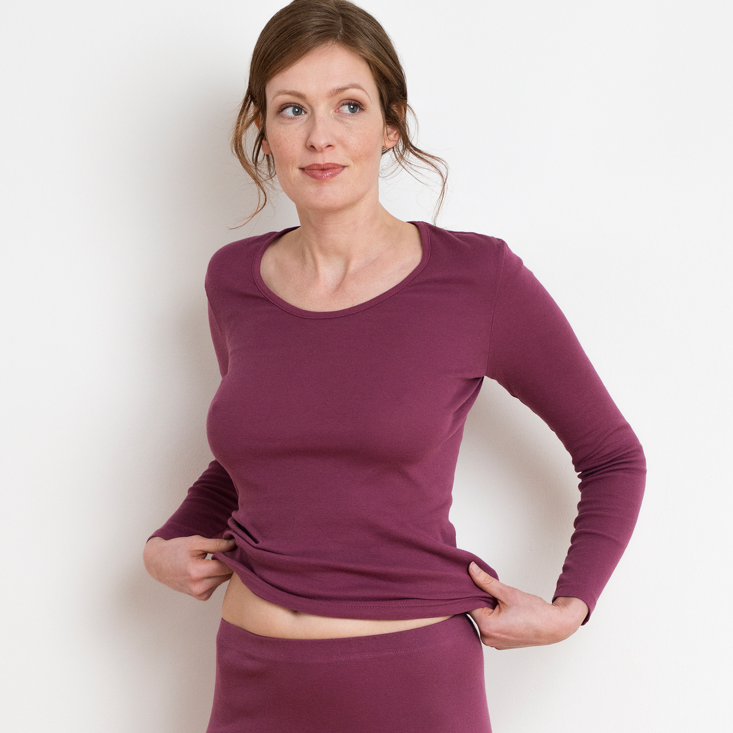 Organic Cotton Thermal Long Sleeve T-shirt: Womens
