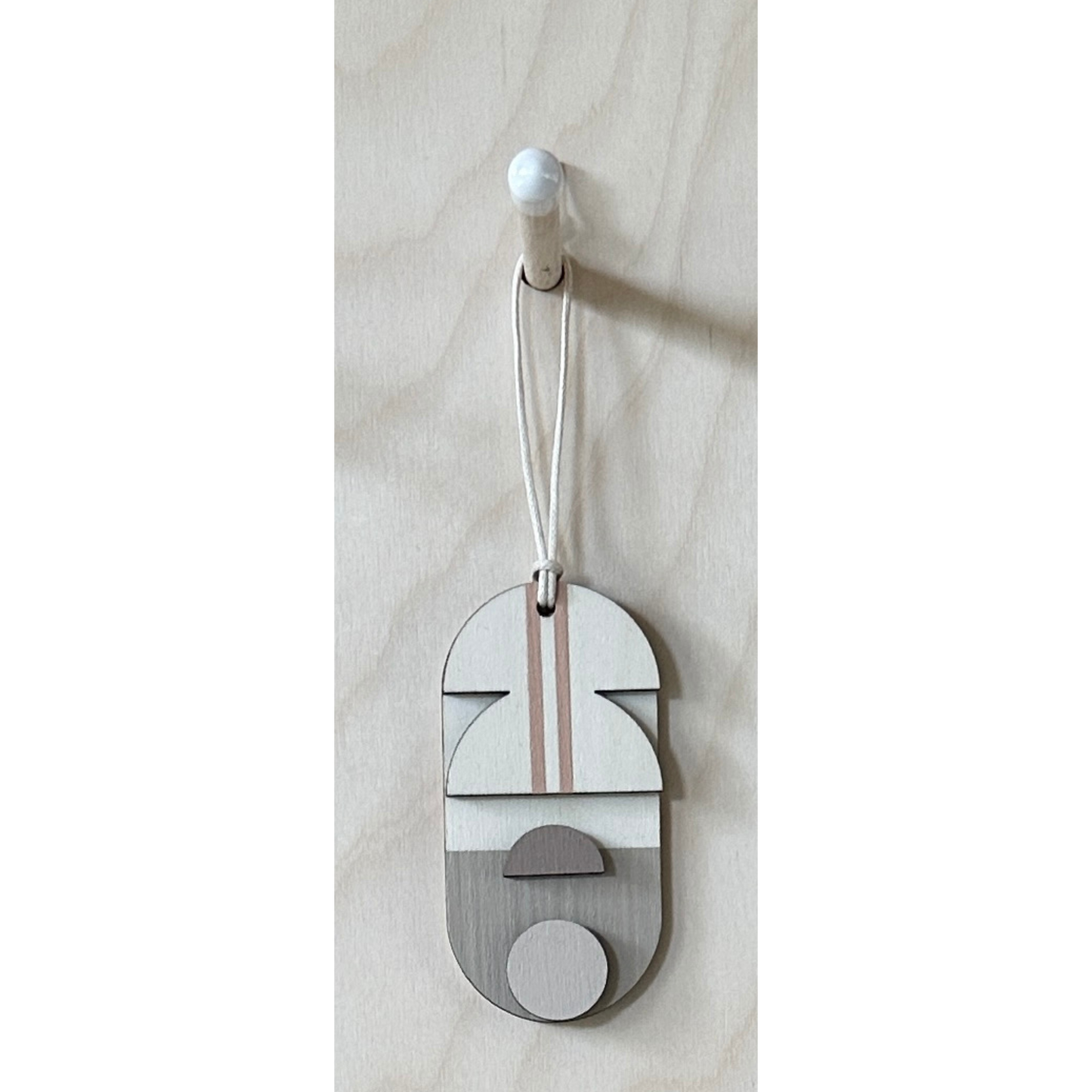 Mini Mid-Century Wall Art - Little Wooden Decoration - Pink & Natural Decor