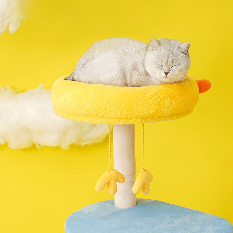 zeze Happy Farm Cat Tree — 105cm Climbing Frame with Chick Nest & Cow-Print Perch