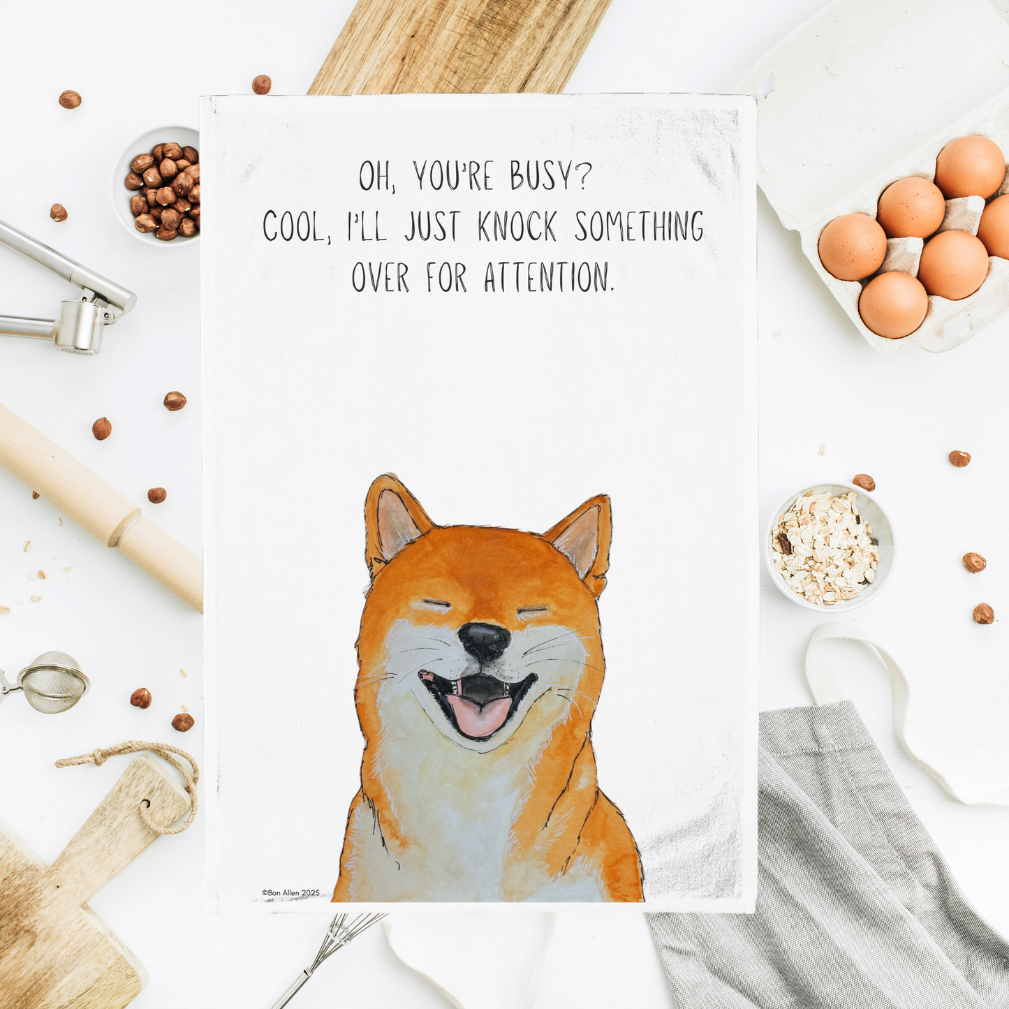 Shiba Inu Chaos Coordinator Tea Towel – Expect the Unexpected