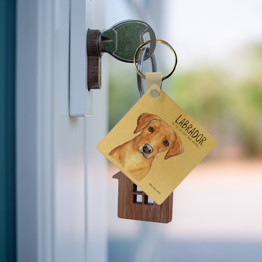 “Keys? Snacks? Either Way, I’m Coming!” Wooden Labrador Keyring
