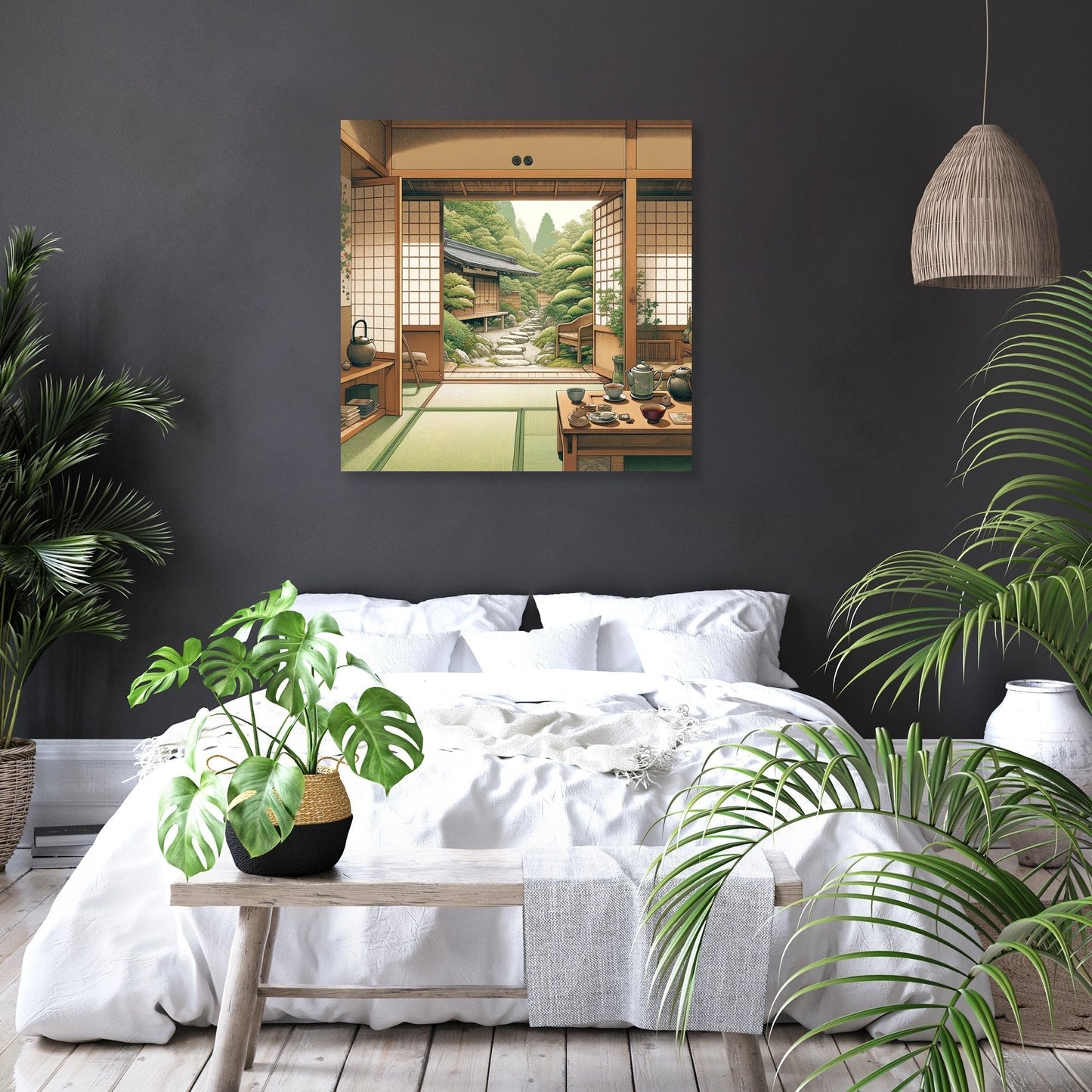 Serene Tea House Canvas