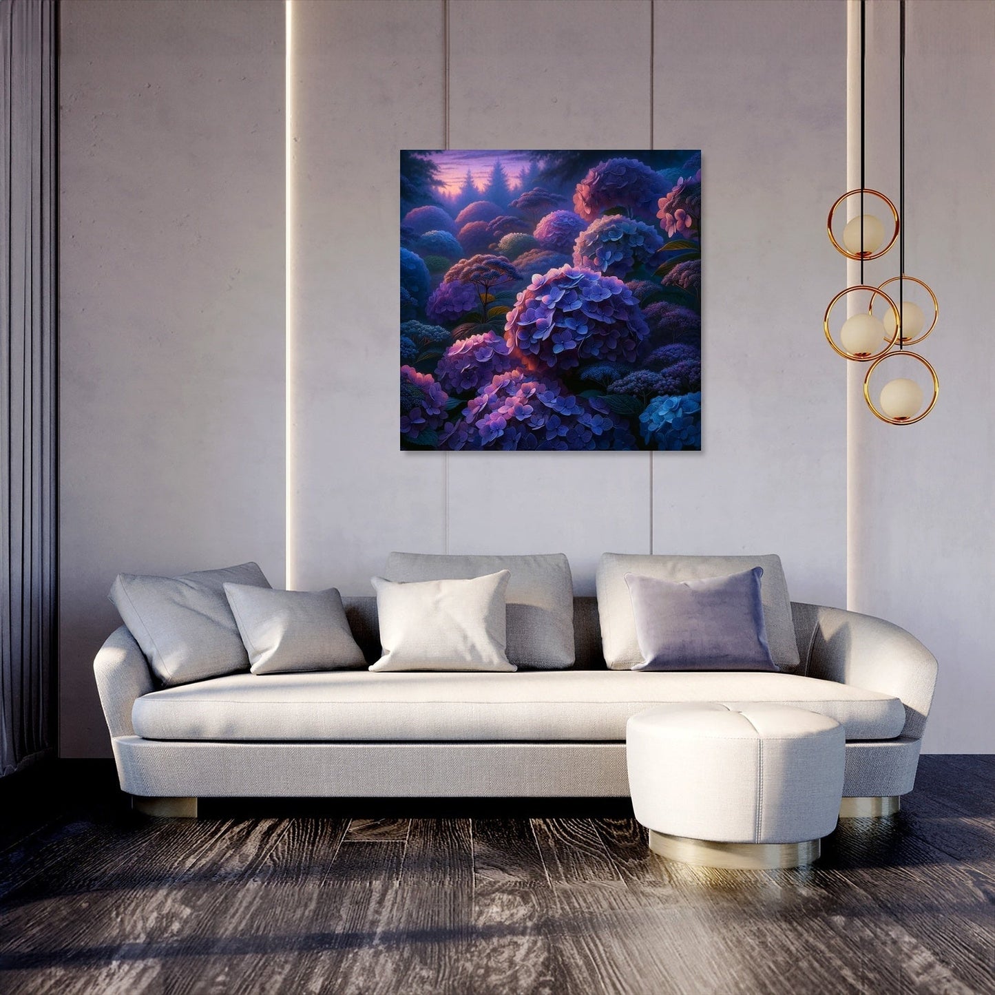Twilight Hydrangea Harmony Canvas