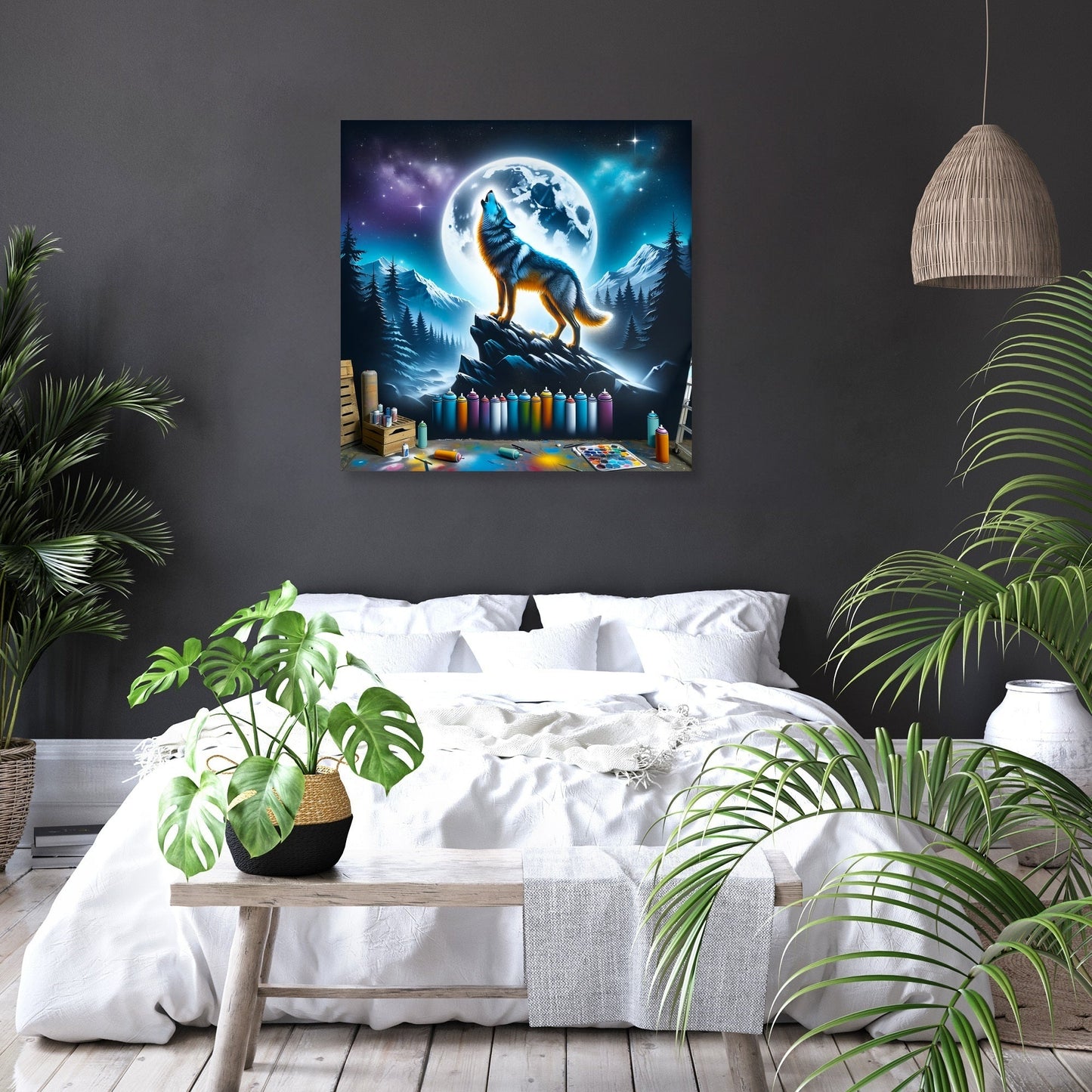 Howling Wolf Night Canvas