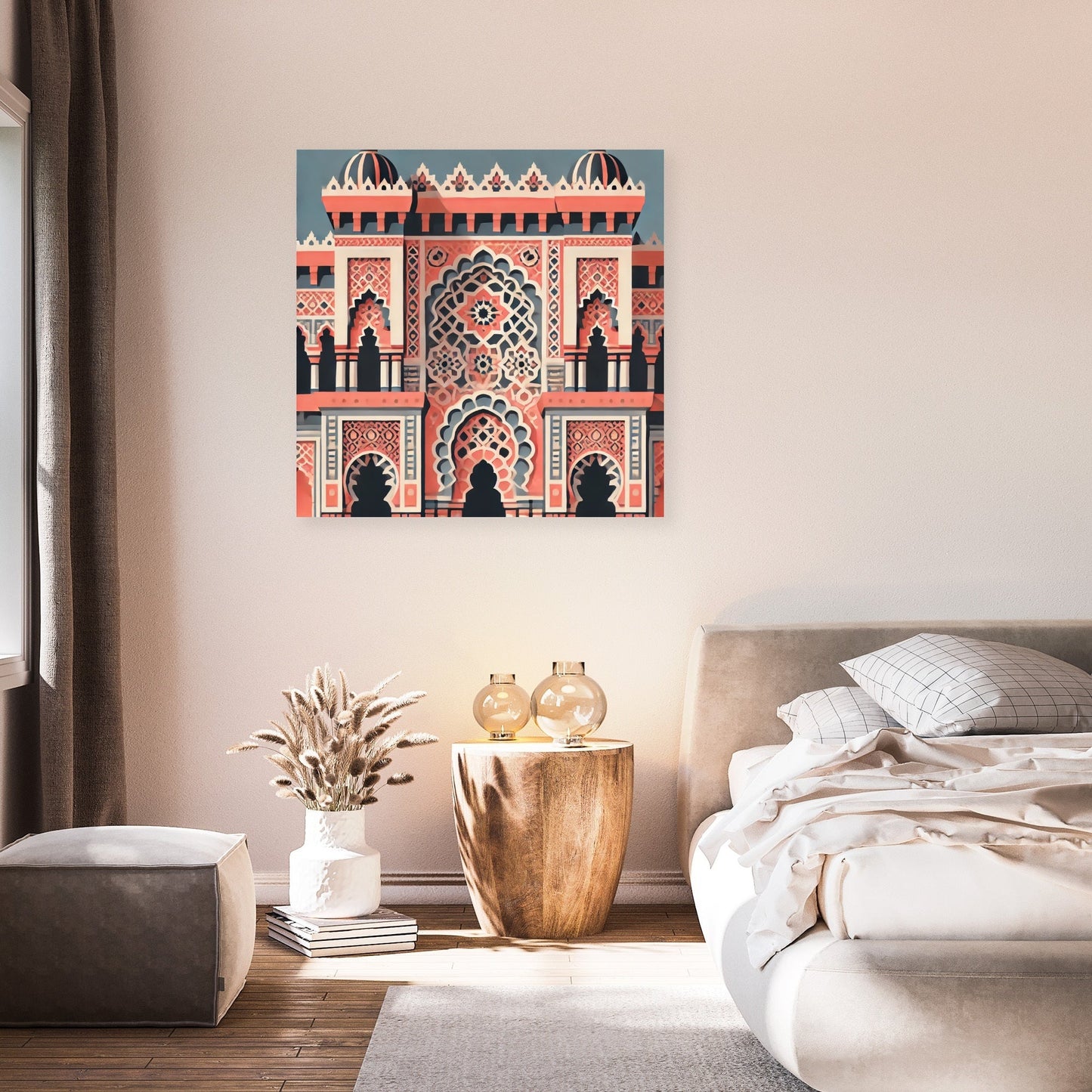 Coral & Blue Islamic Architecture Canvas