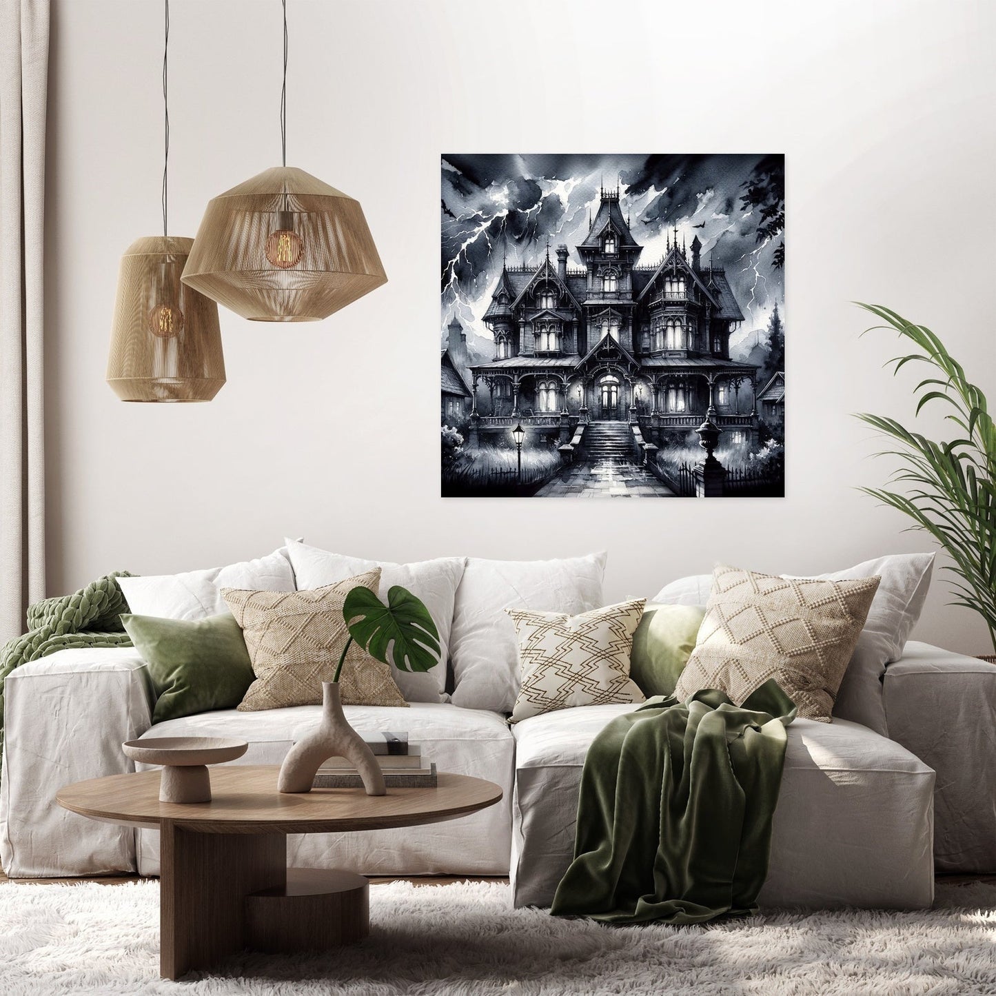 Stormy Mansion Canvas