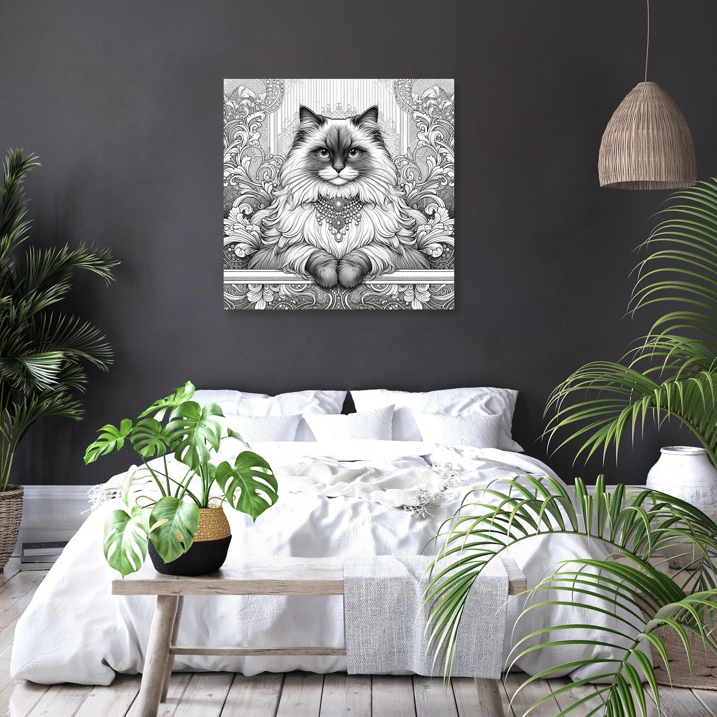 Glamour Ragdoll Line Art Canvas