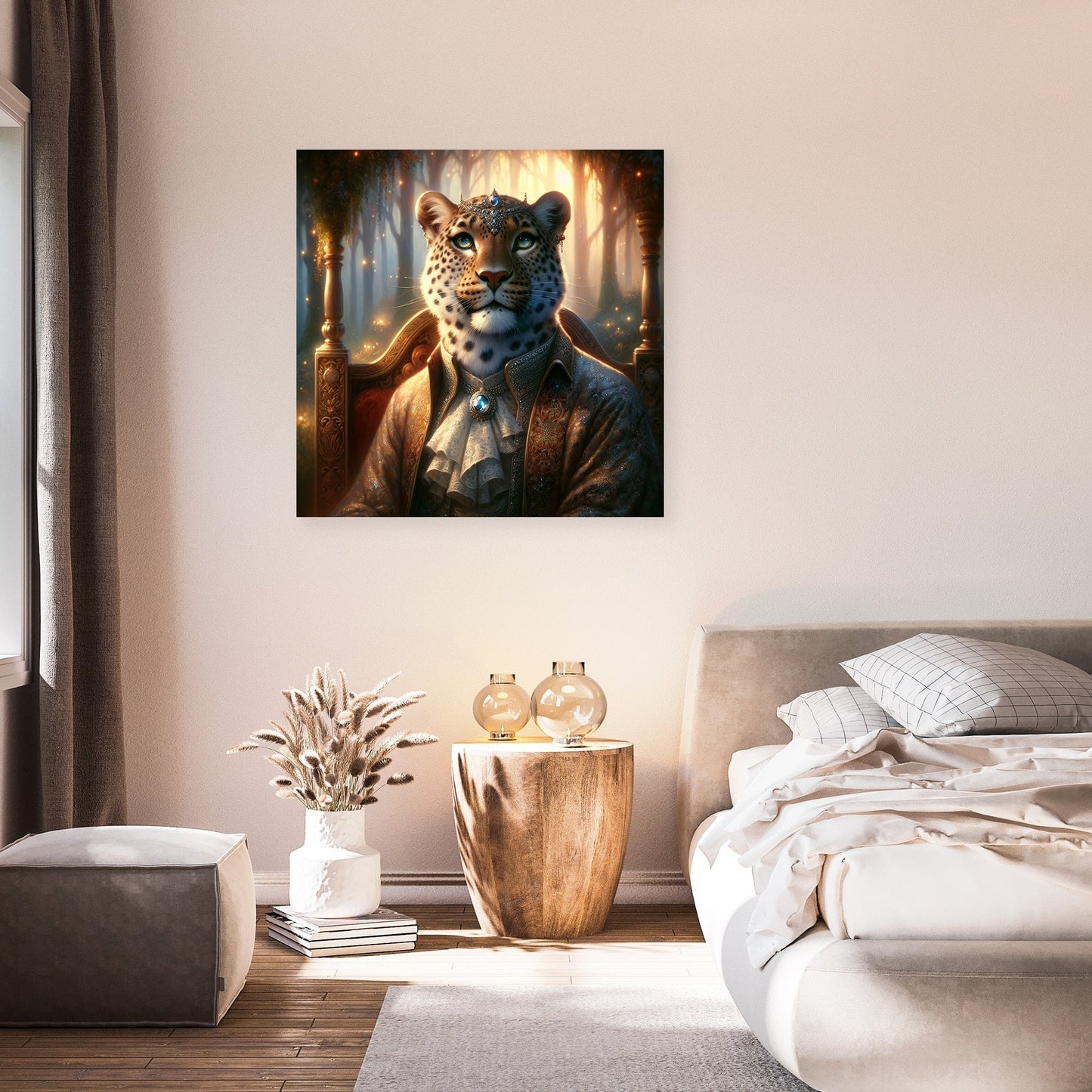 Regal Leopard Dusk Throne Canvas