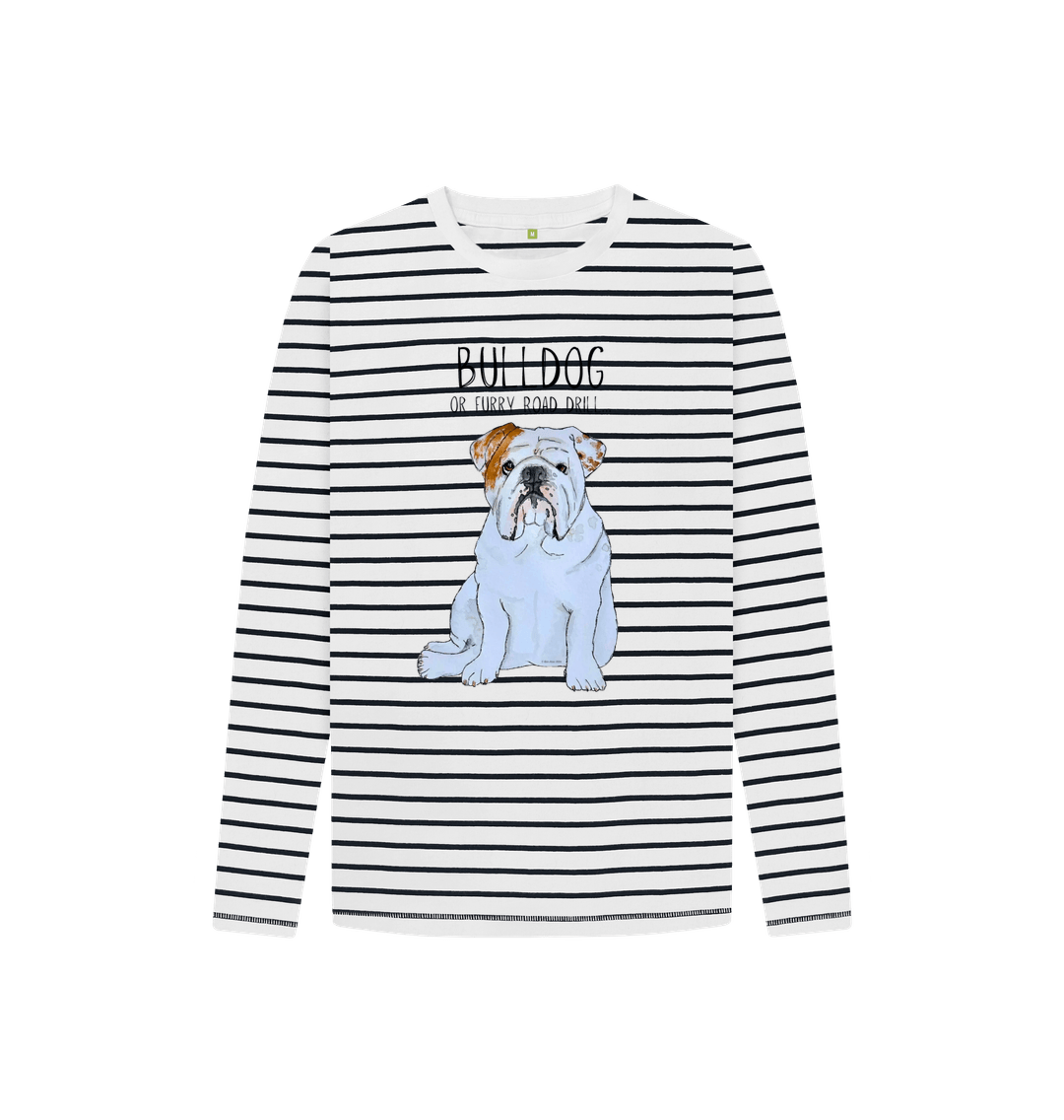 Furry Road Cool: Bulldog Style Meets Breton Chic in Kid’s Long Sleeve Tee!