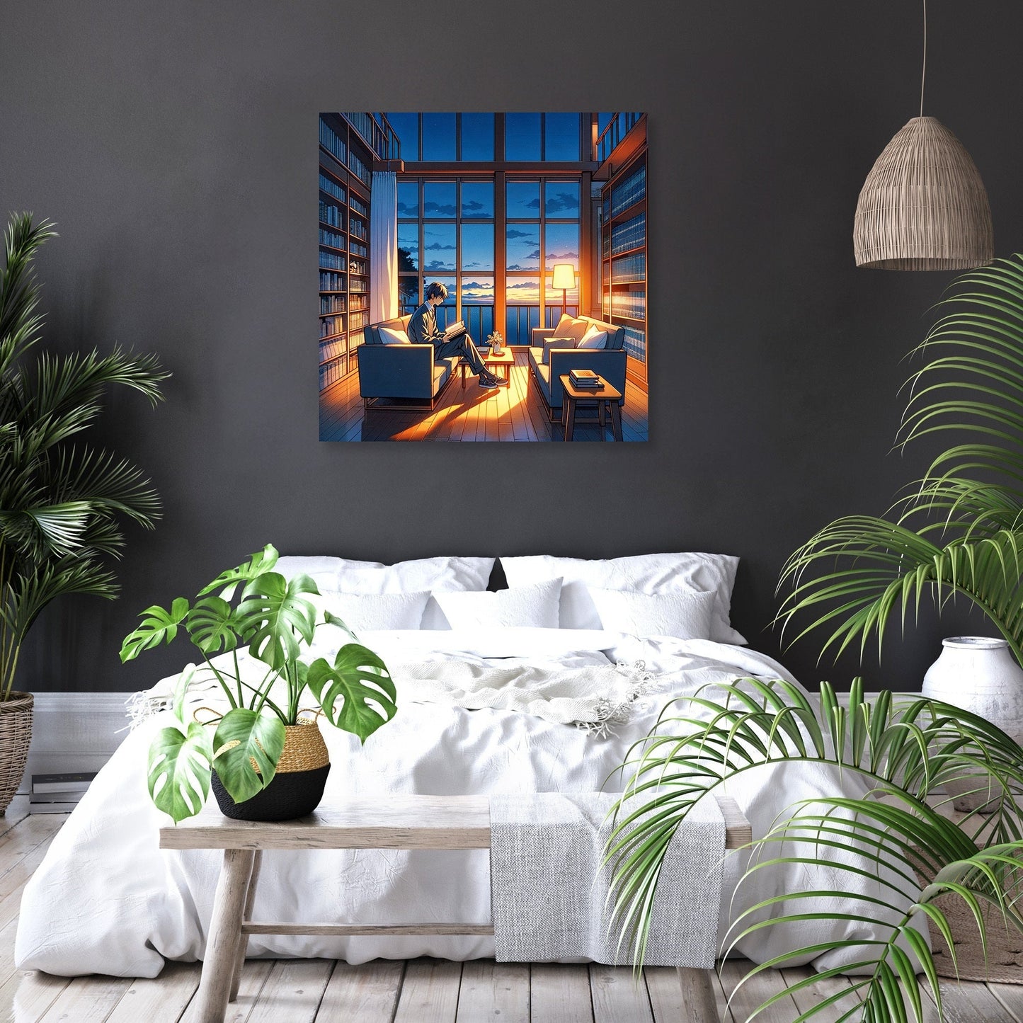 Twilight Library Calm Canvas