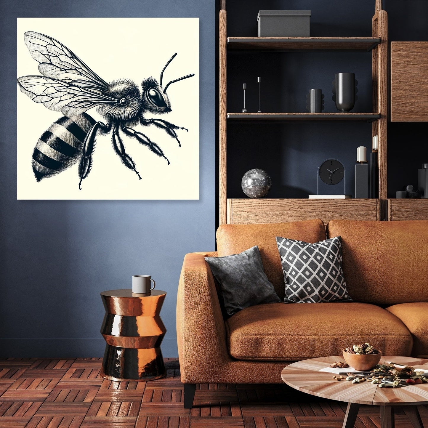 Vintage Bee Anatomy Illustration Canvas