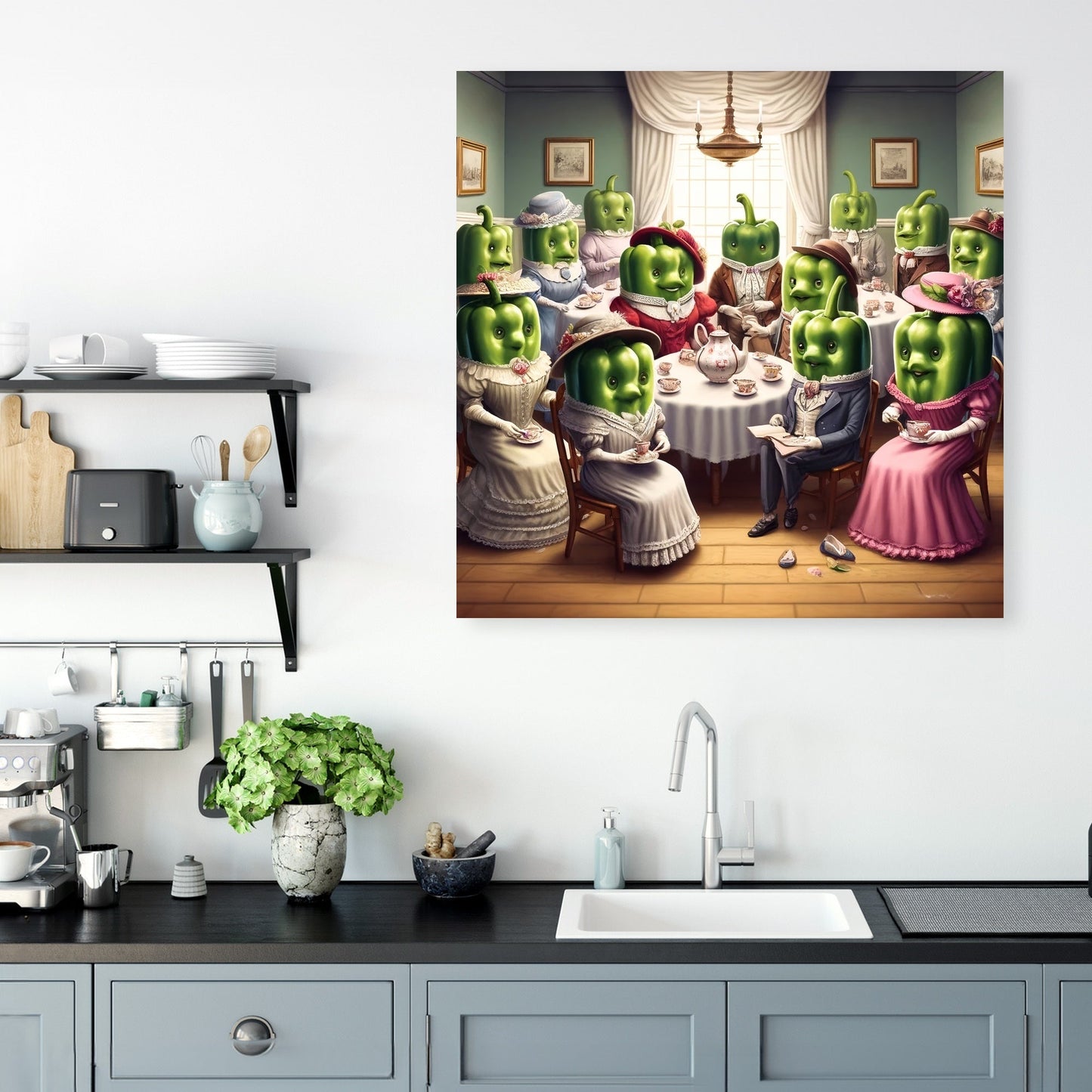 Victorian Pepper Tea Party Canvas