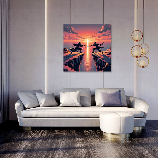 Sunset Sword Duel Canvas