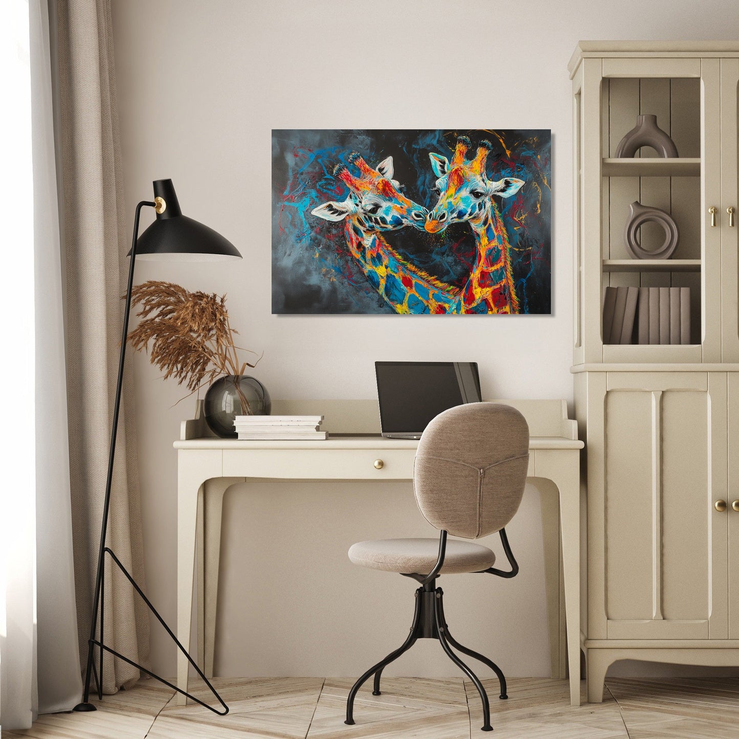 Vibrant Giraffe Duet Canvas