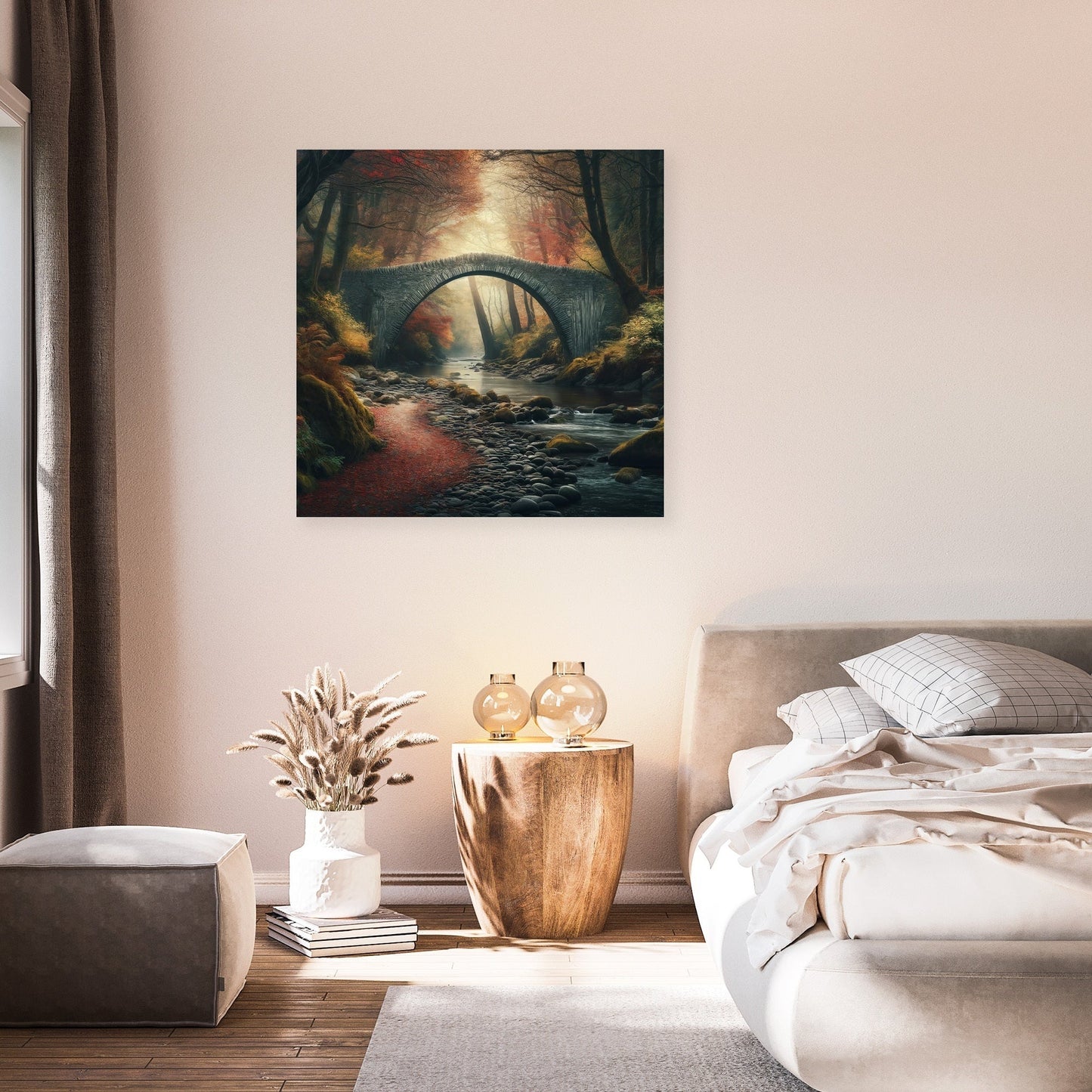 Autumn Bridge Solitude Canvas