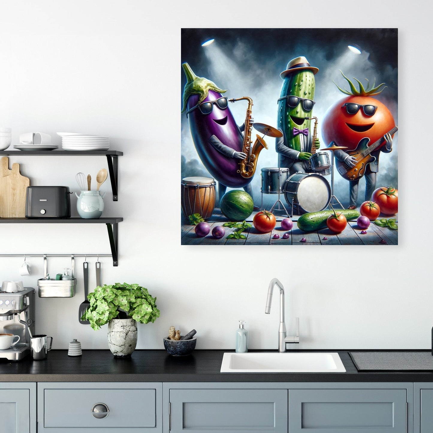 Veggie Musicians Jazz Band Canvas