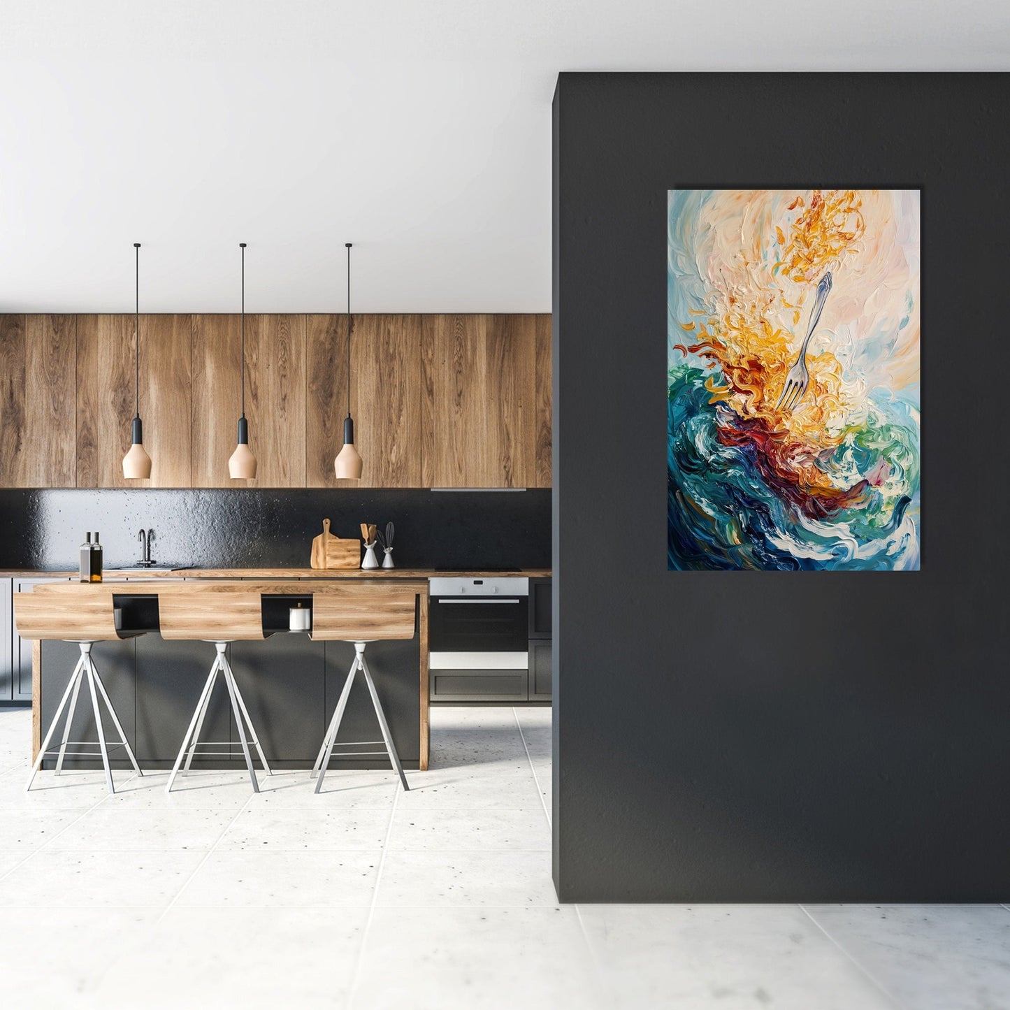 Dancing Fork and Pasta Canvas