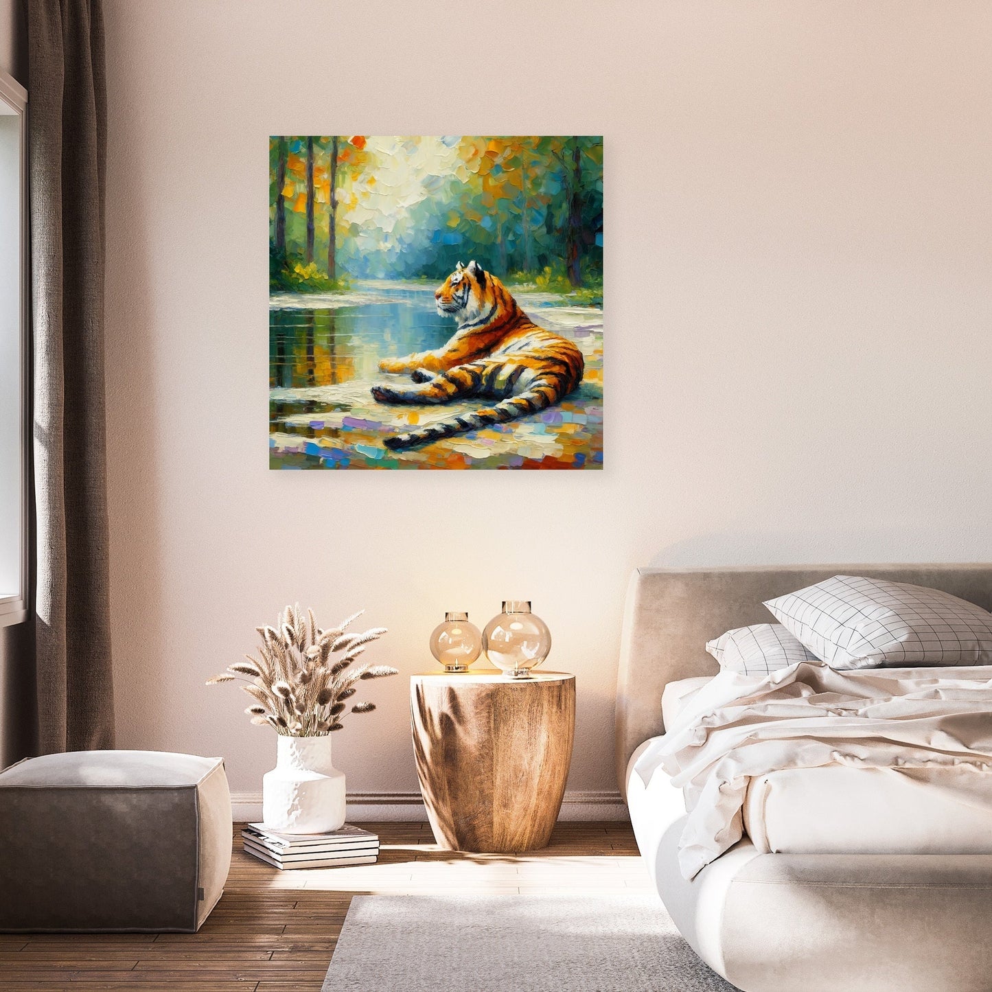 Tranquil Pond Tiger Canvas