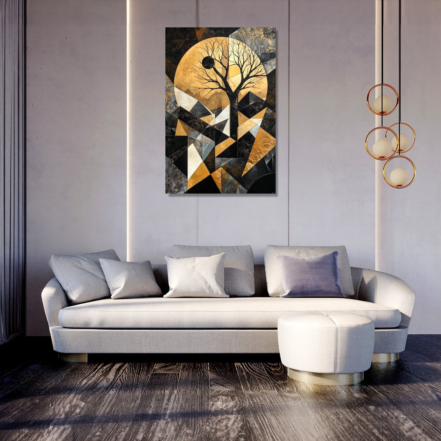 Geometric Nightscape Canvas