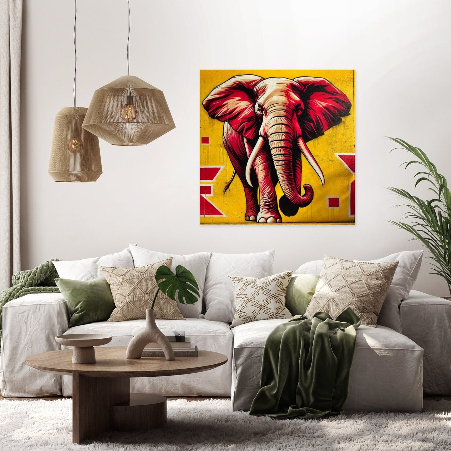 Fierce Graffiti Elephant Canvas