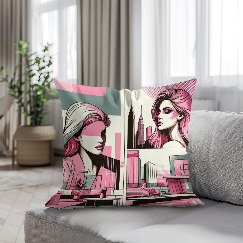 Urban Elegance: Modern Pop Art Cotton Cushion