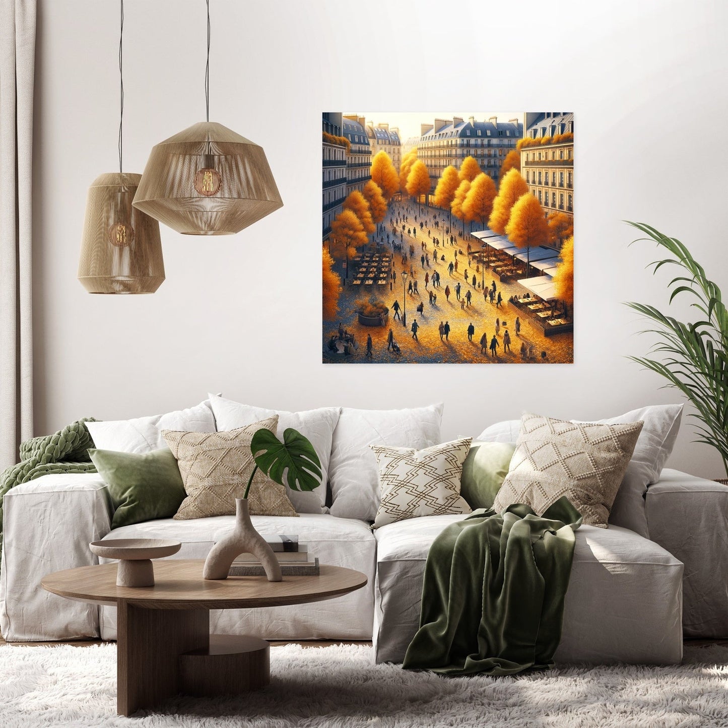 Autumn City Square Canvas