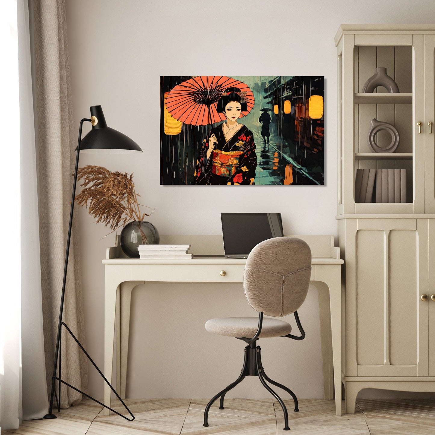 Geisha in the Rain Canvas
