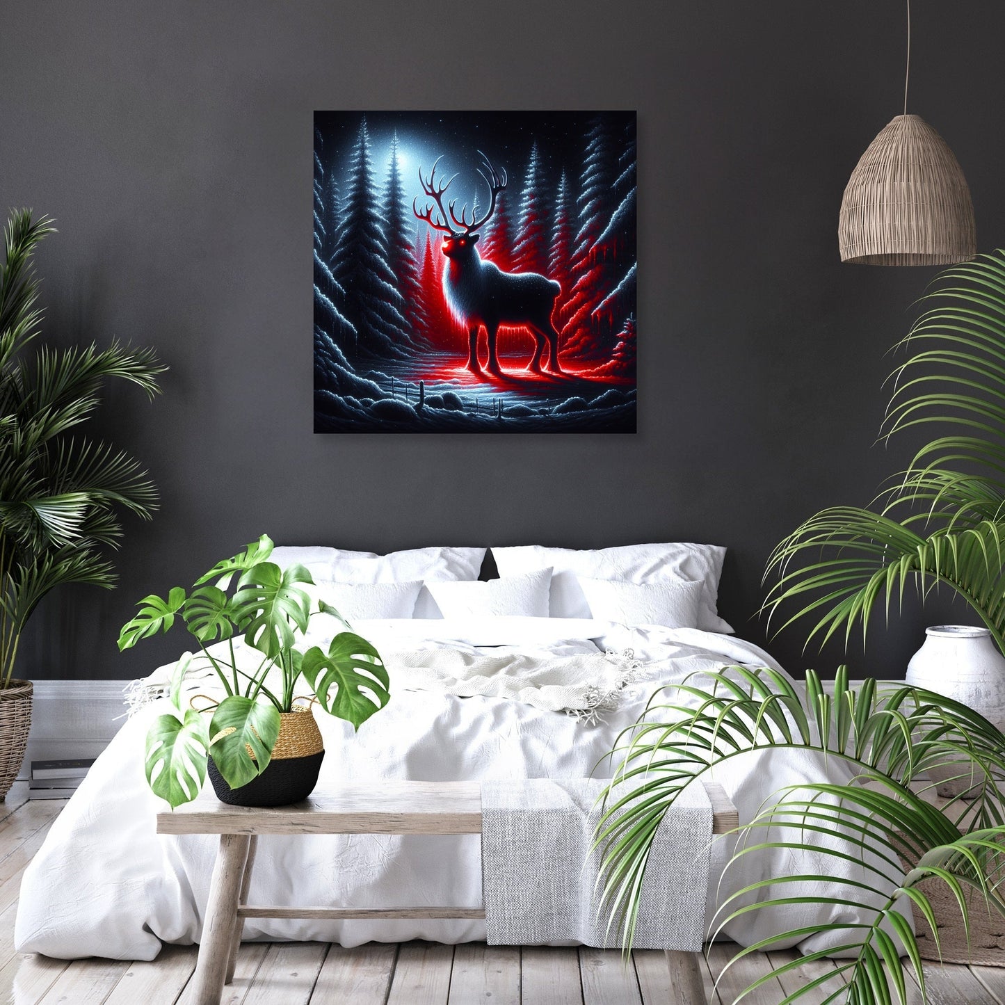 Reindeer's Radiance Nightfall Canvas