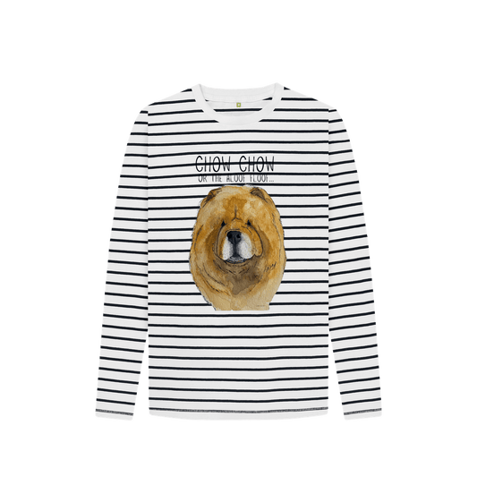 Red Chow Chow Kids' Breton Stripe Tee – Cozy & Cute with a Fluffy Friend!