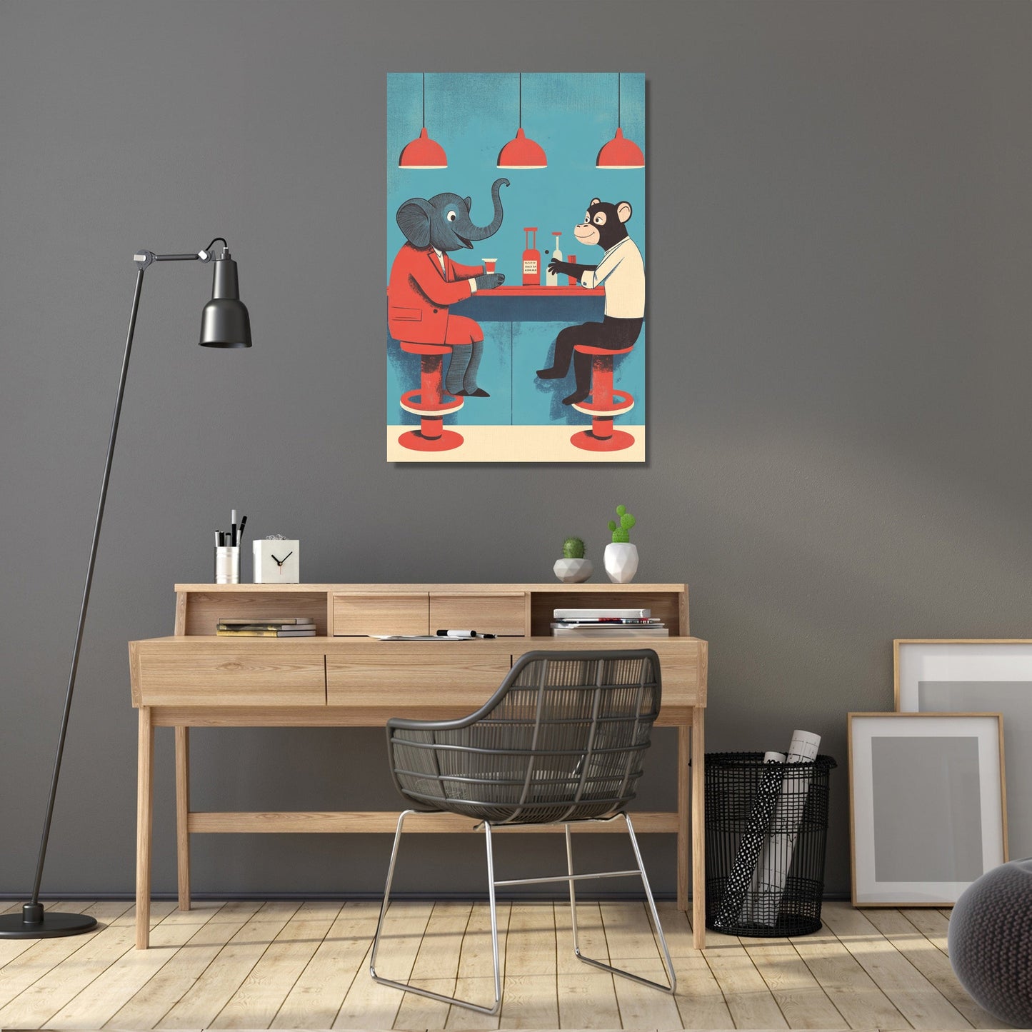 Elephant and Monkey Cheers Canvas