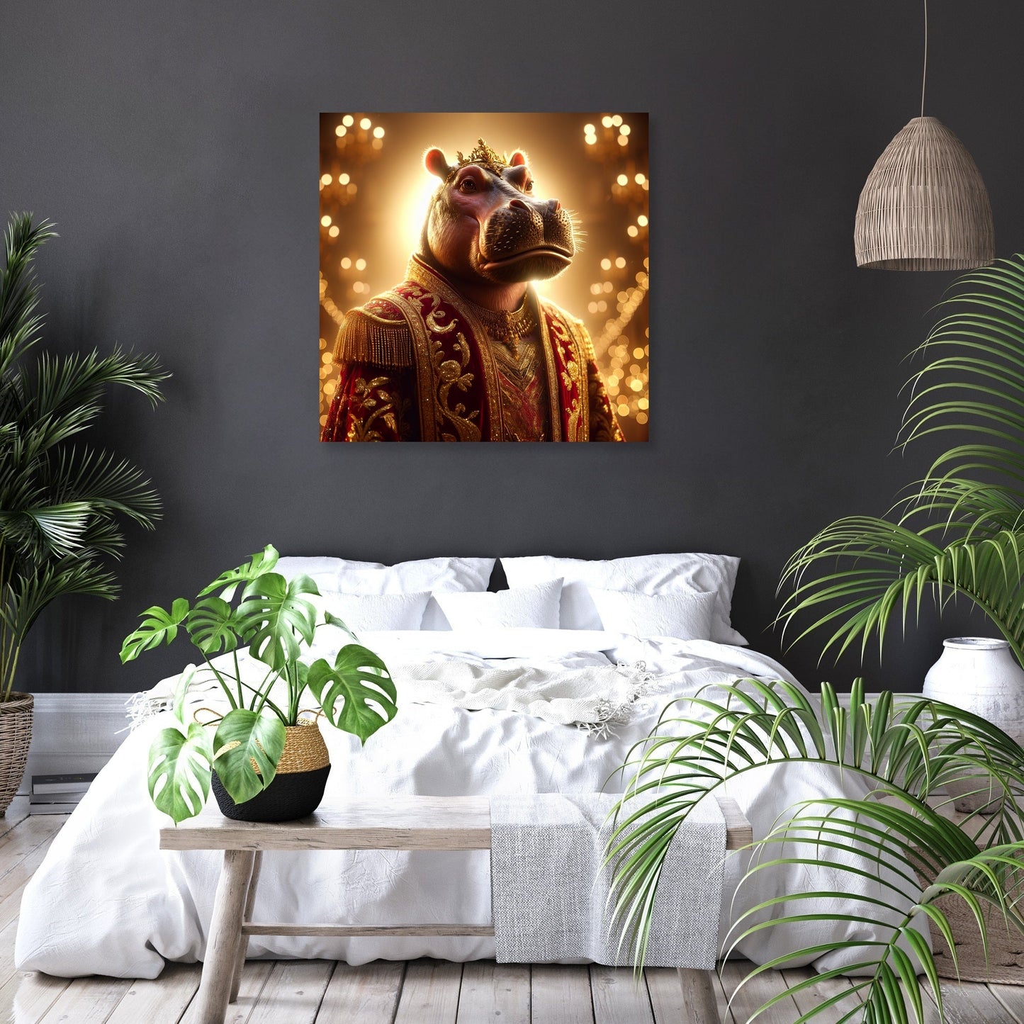 Regal Hippopotamus Elegance Canvas