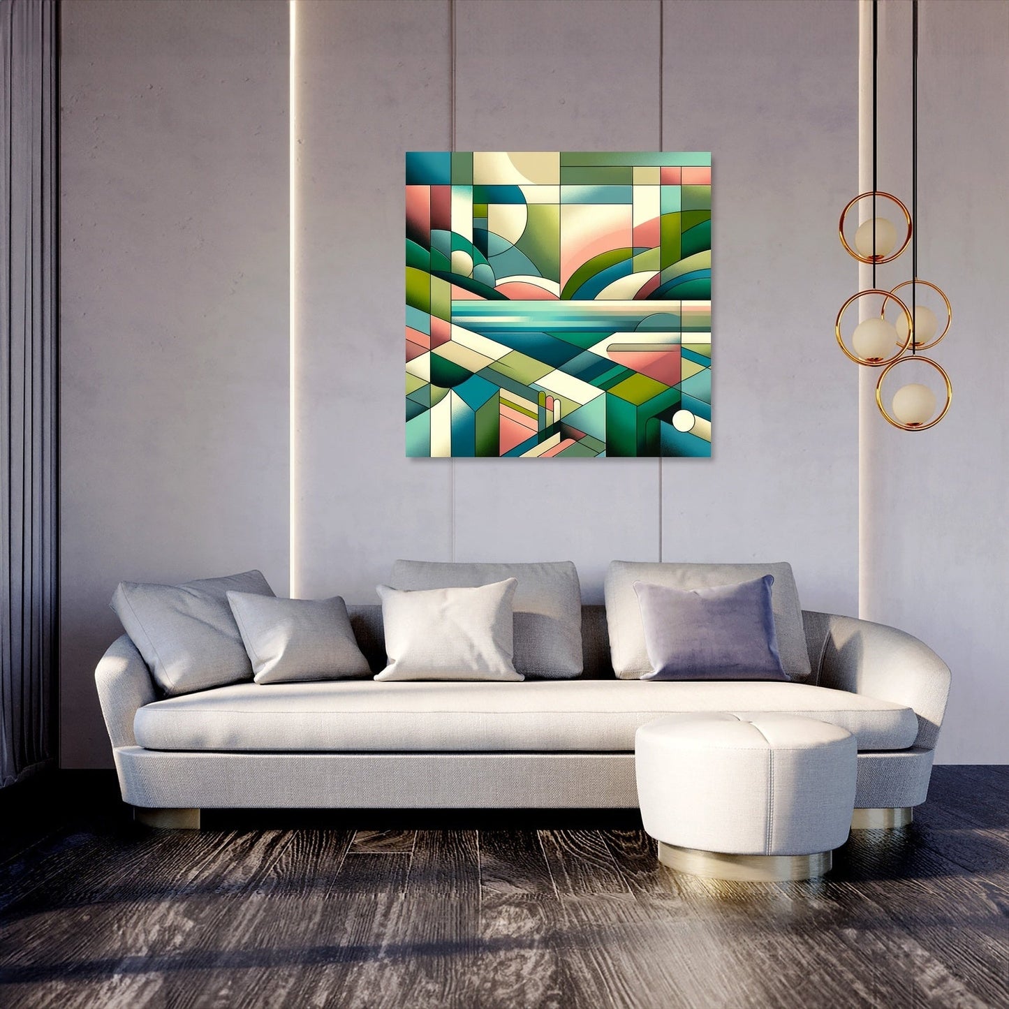 Serene Geometric Landscape Canvas