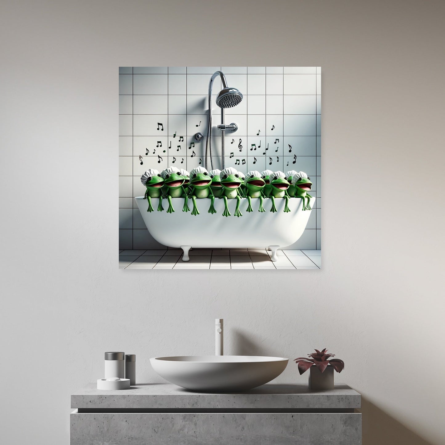 Frog Choir in the Shower Canvas