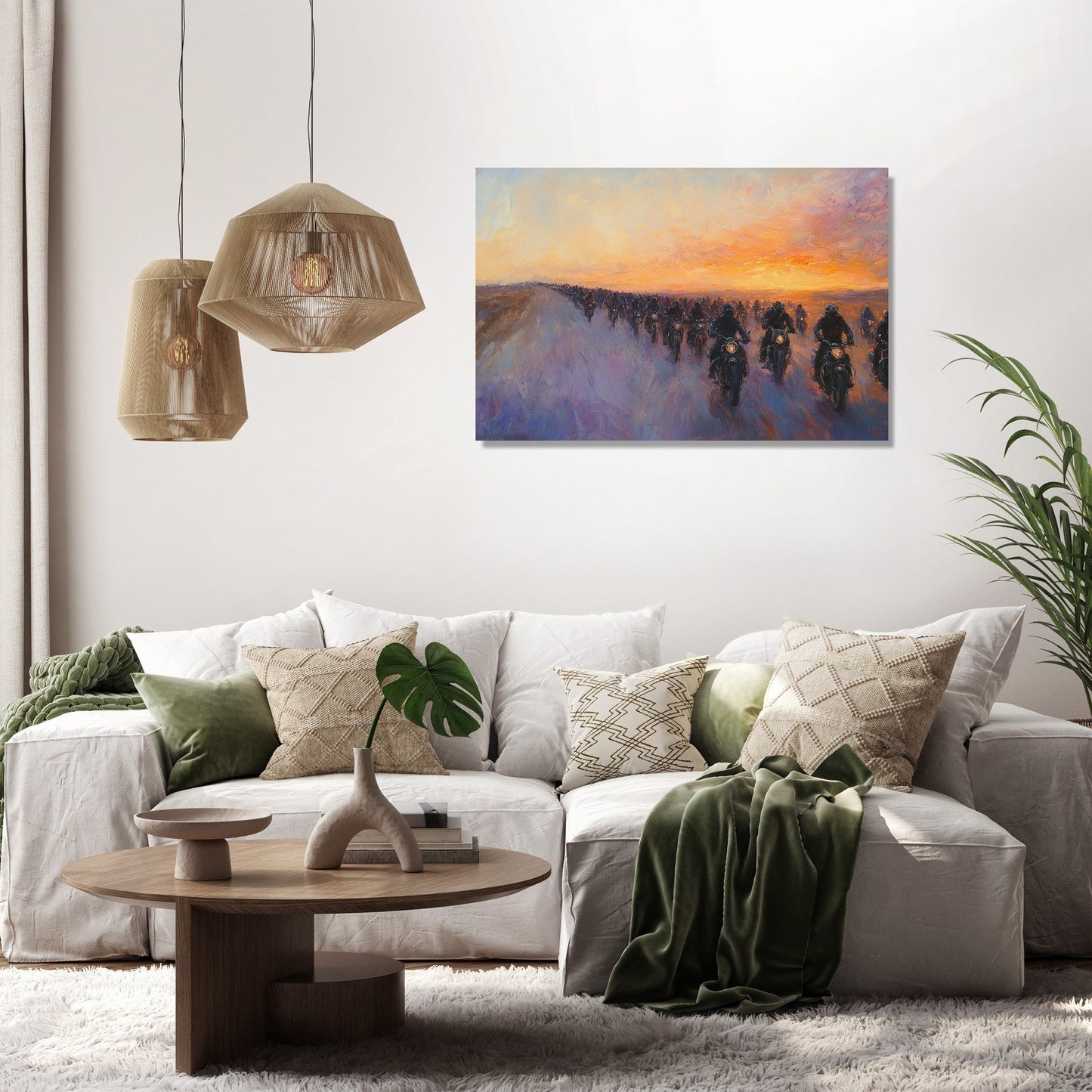 Sunset Biker Journey Canvas