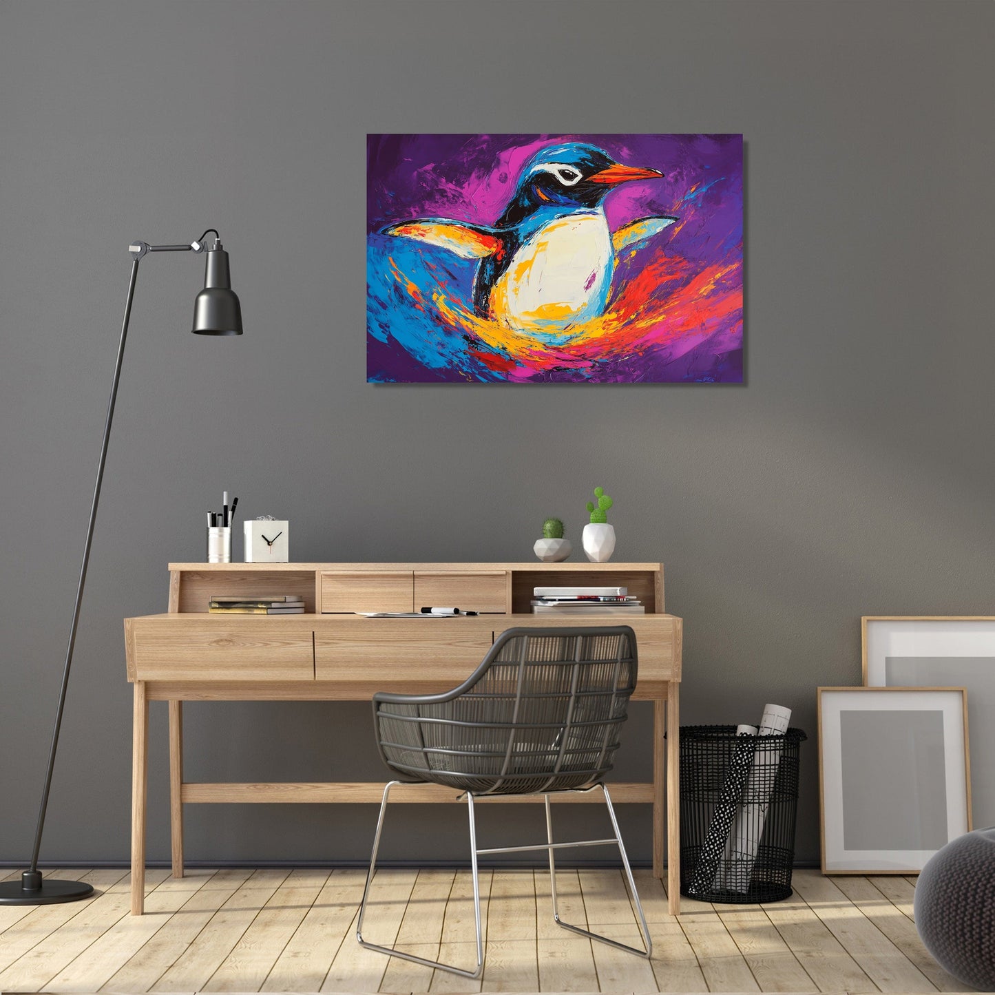 Penguin in Purple Canvas