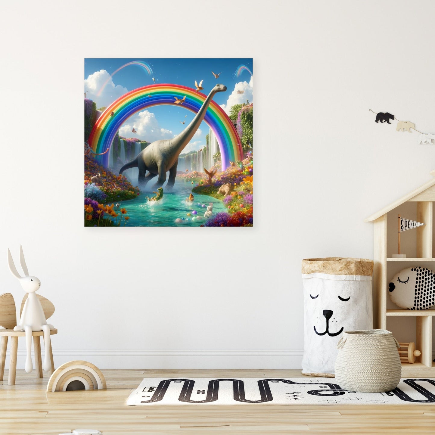 Brachiosaurus Rainbow Slide Canvas