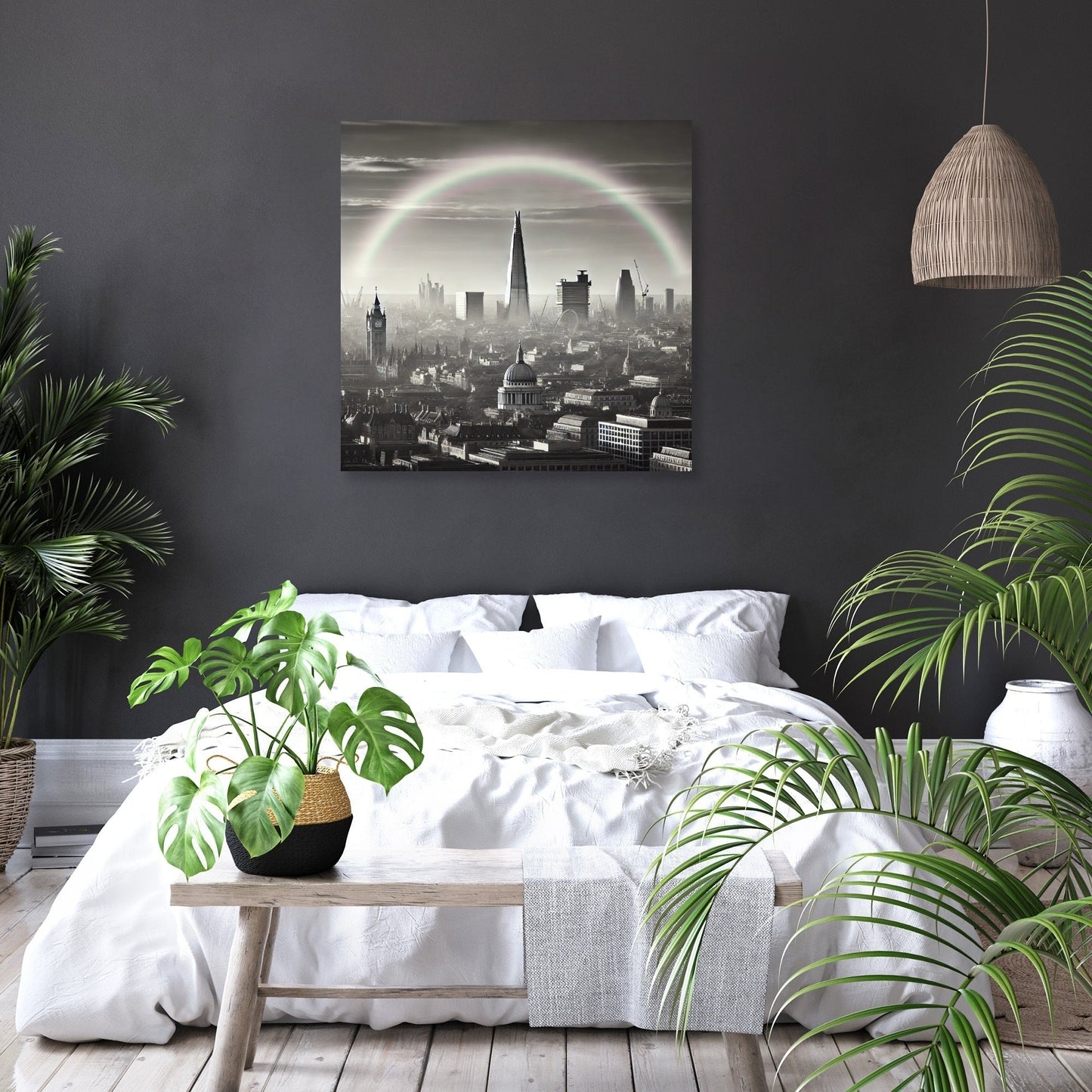 London Rainbow Skyline Canvas