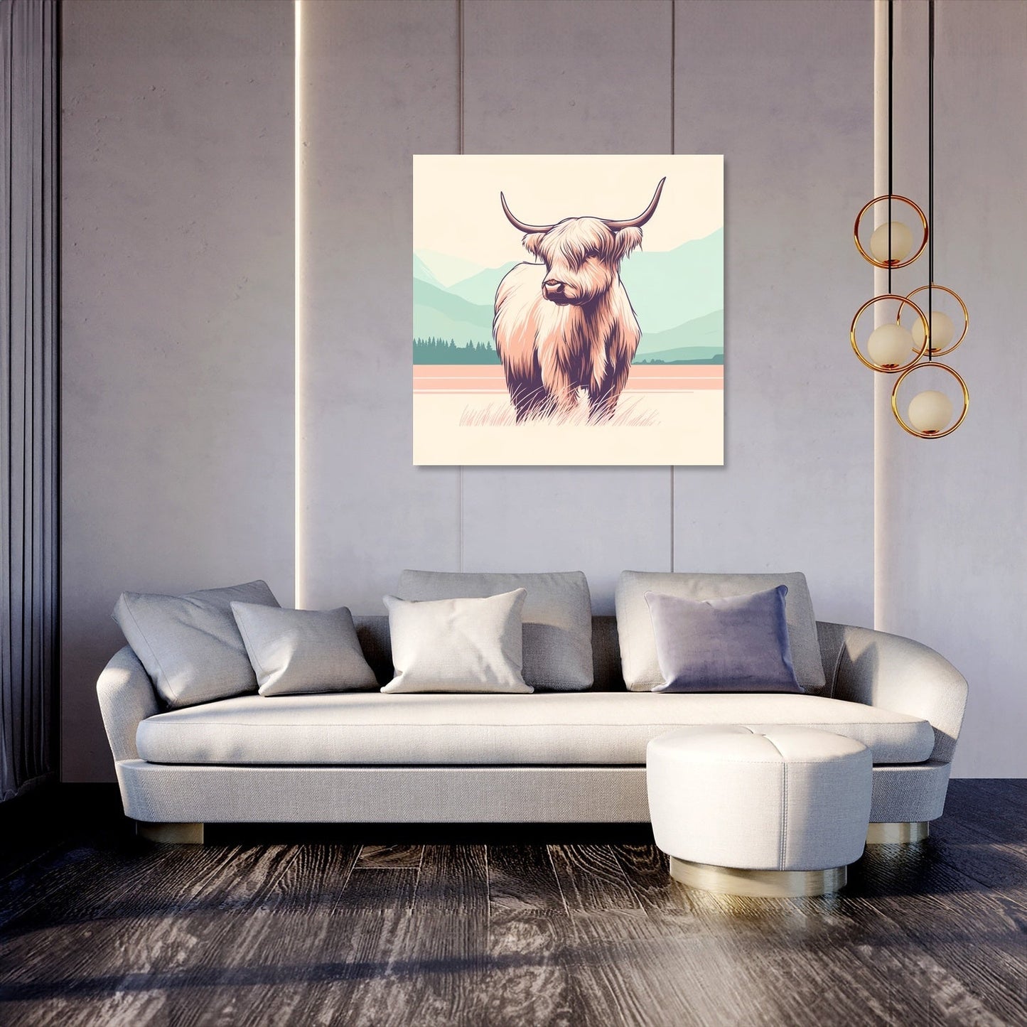 Pastel Highland Cow Minimalism Canvas