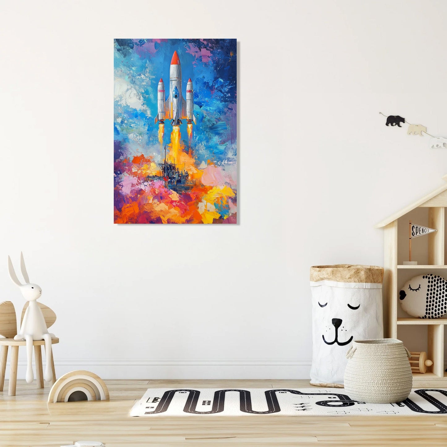 Whimsical Rockets Canvas