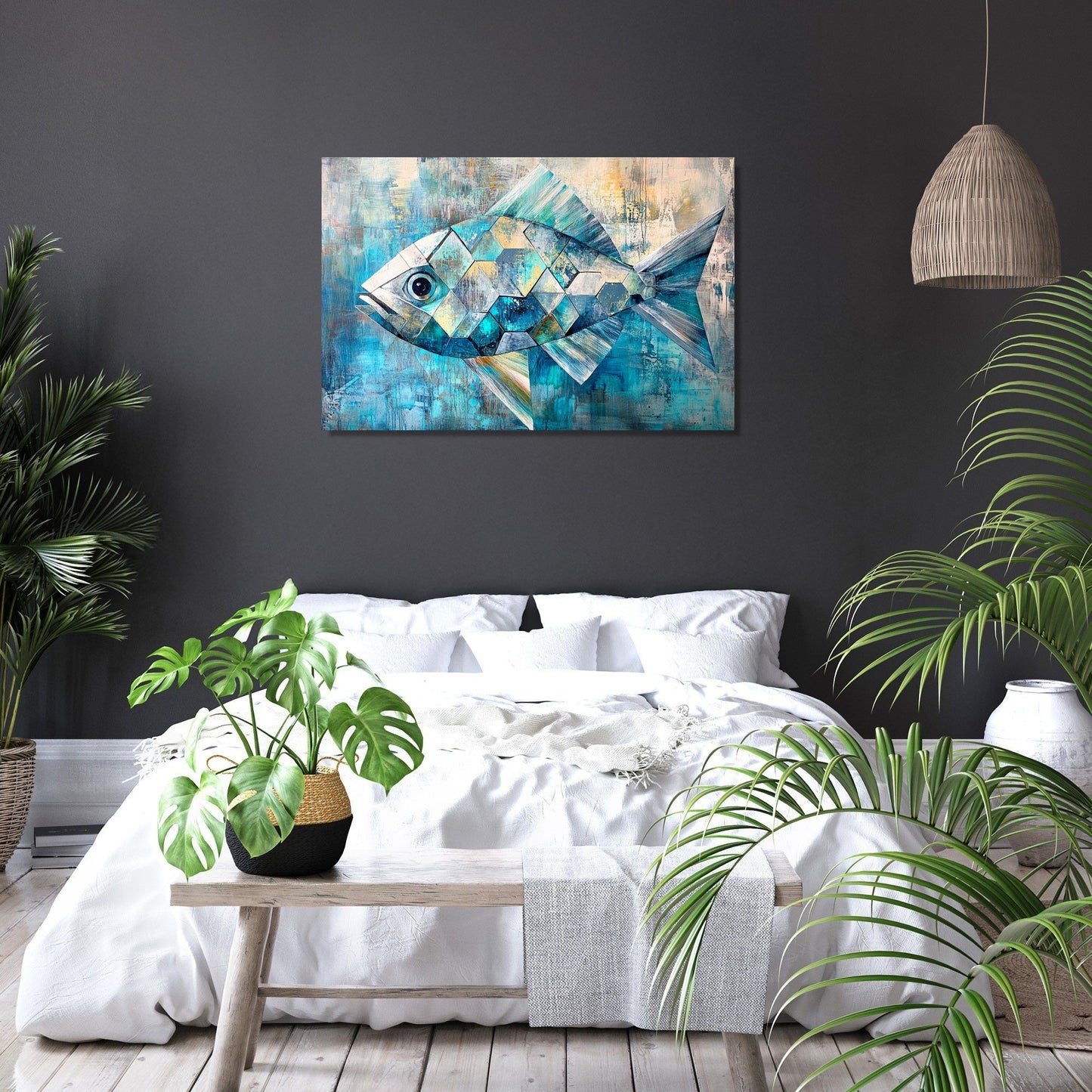 Geometric Fish Elegance Canvas