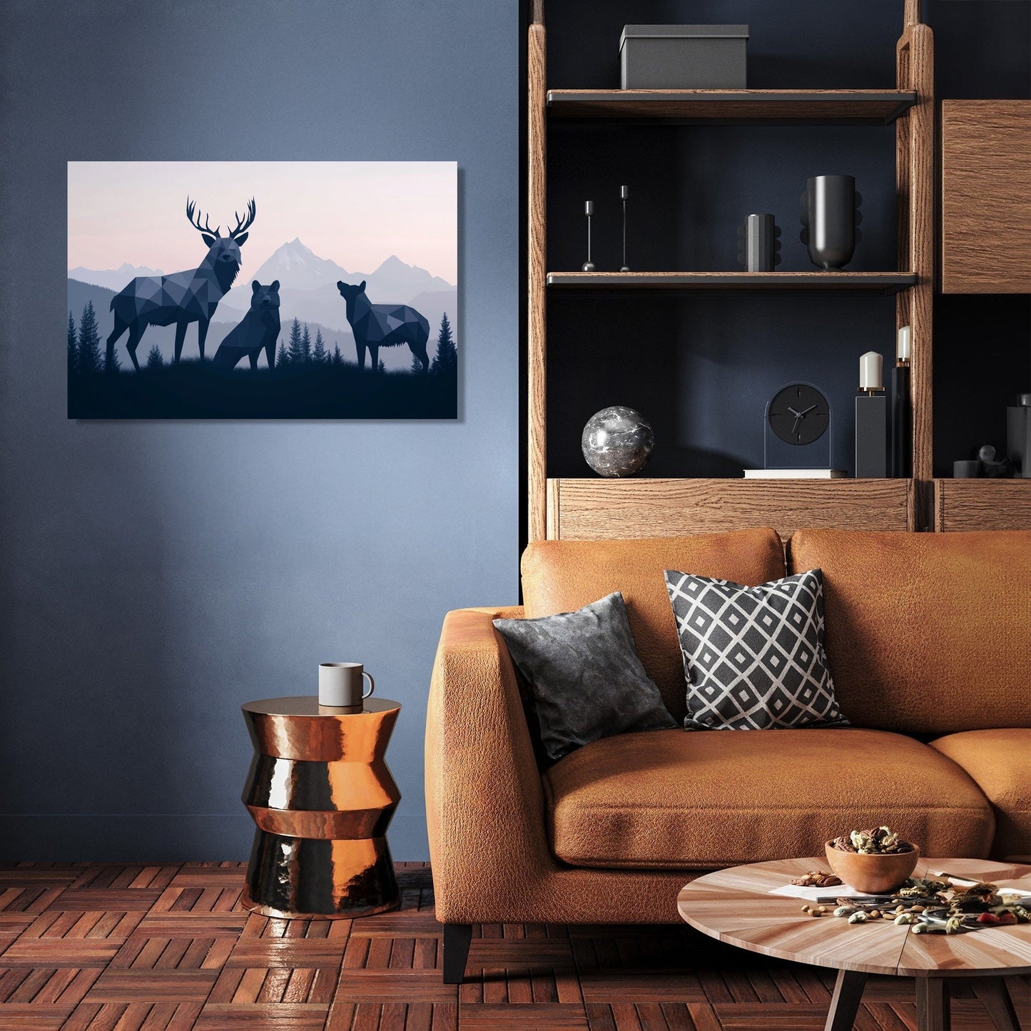 Sombre Wildlife Geometry Canvas