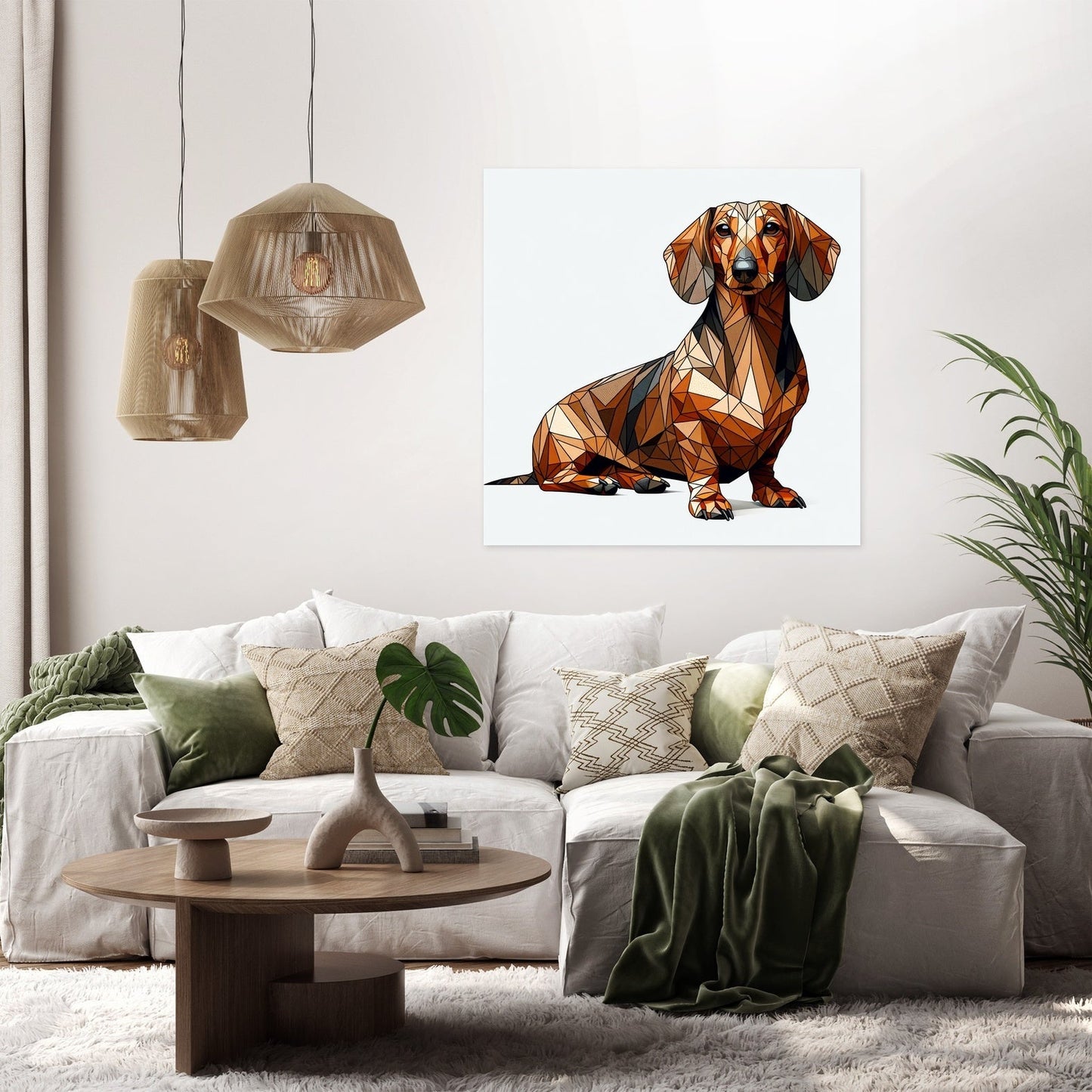 Geometric Dachshund Canvas