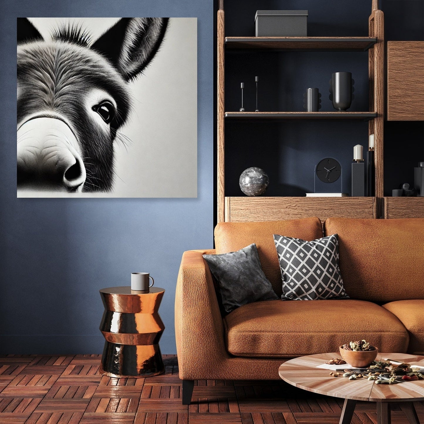 Curious Donkey Peeking Canvas