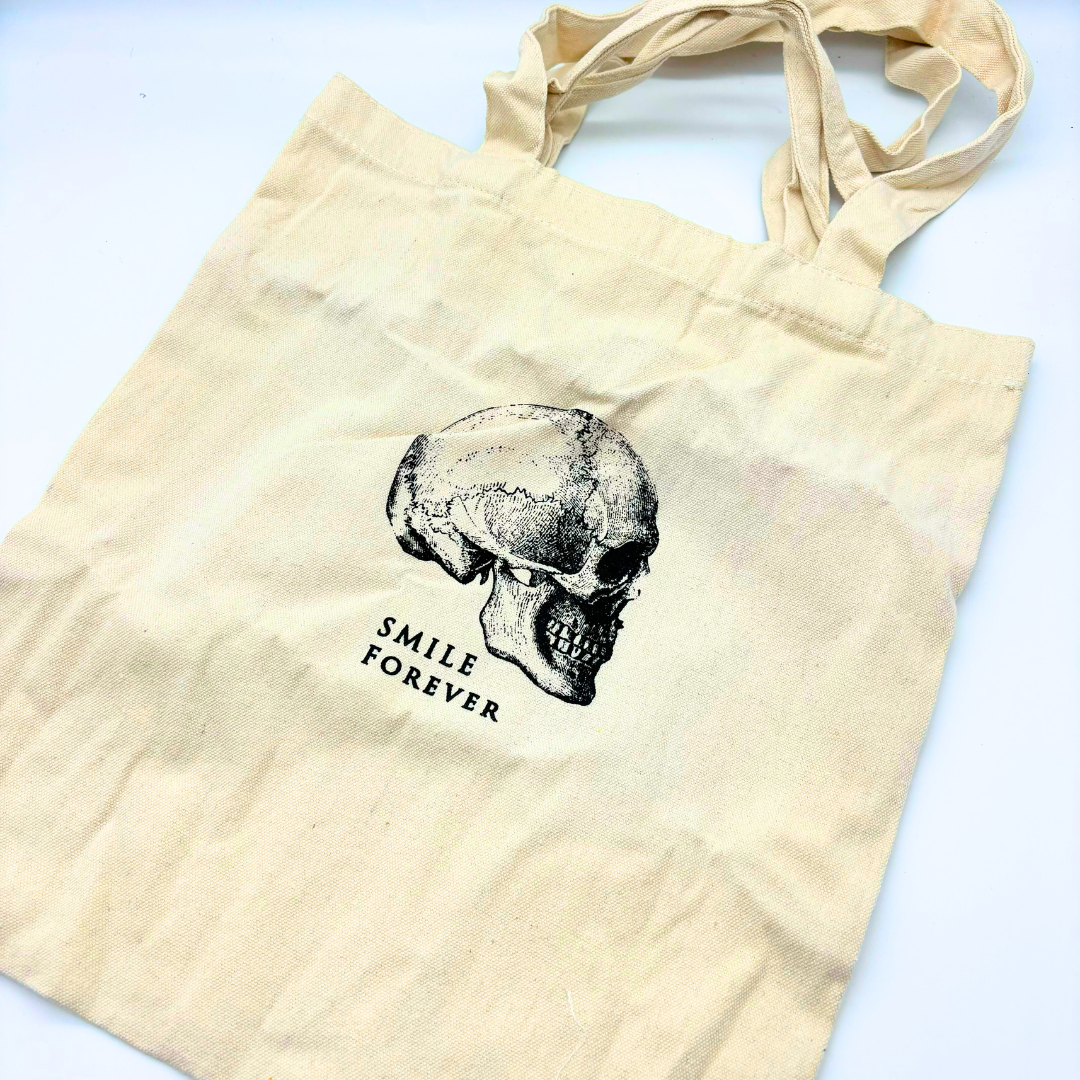 Mr Sci Glass Specimen Jar & Science Tote Bag Smile Forever (Skull)