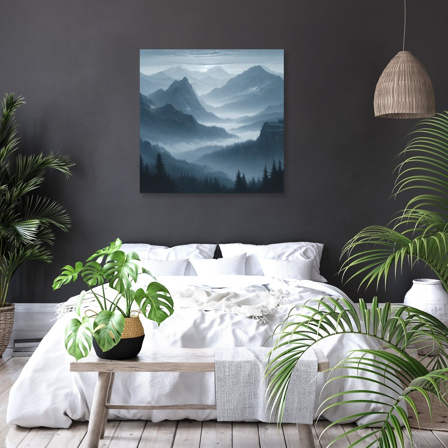 Dawn Mist Mountains Canvas
