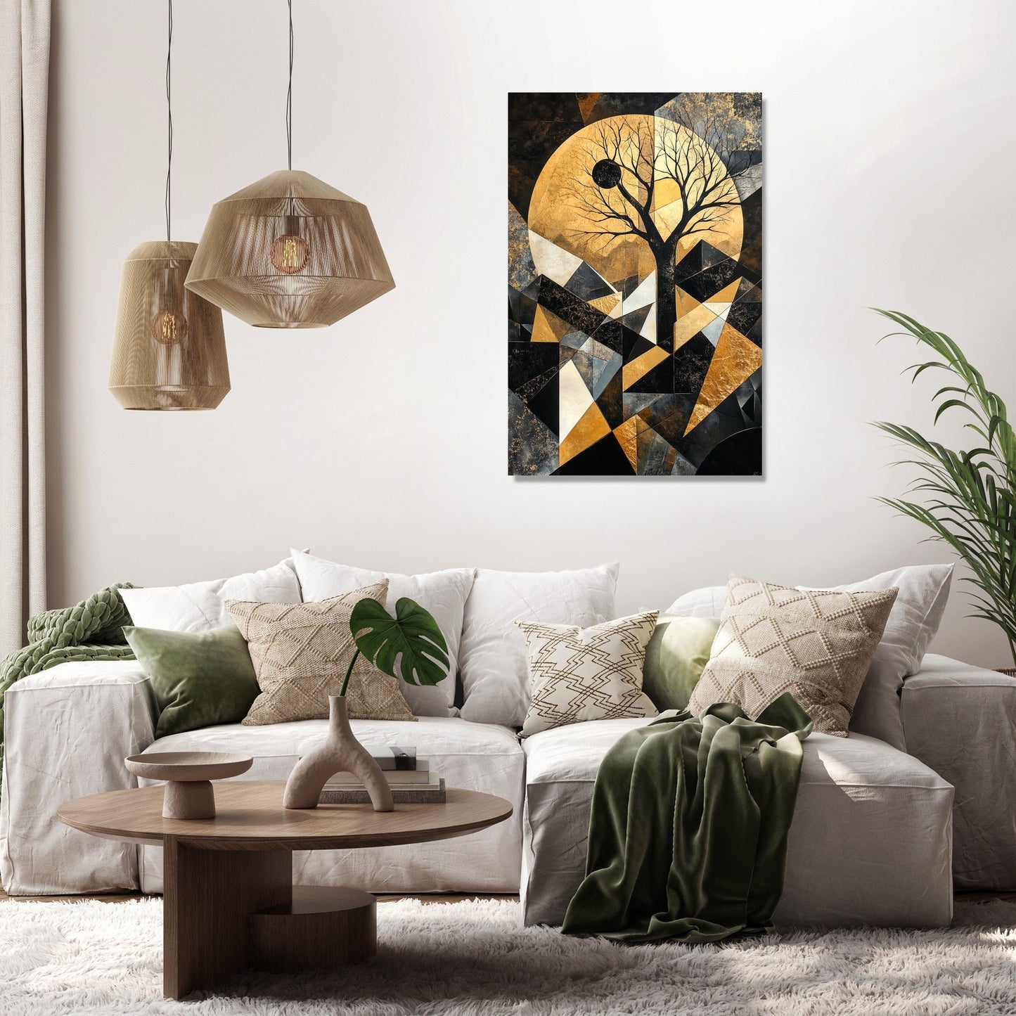 Geometric Nightscape Canvas