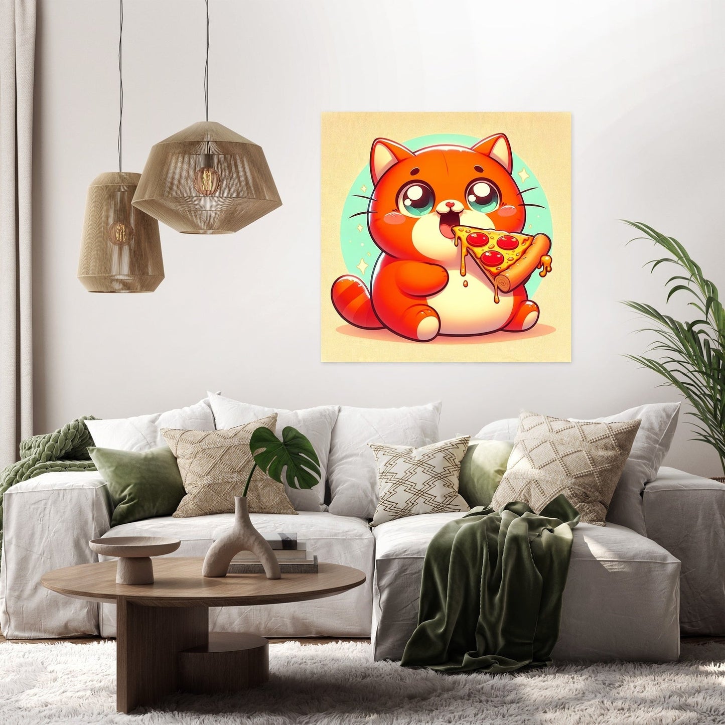 Pizza Loving Cat Canvas