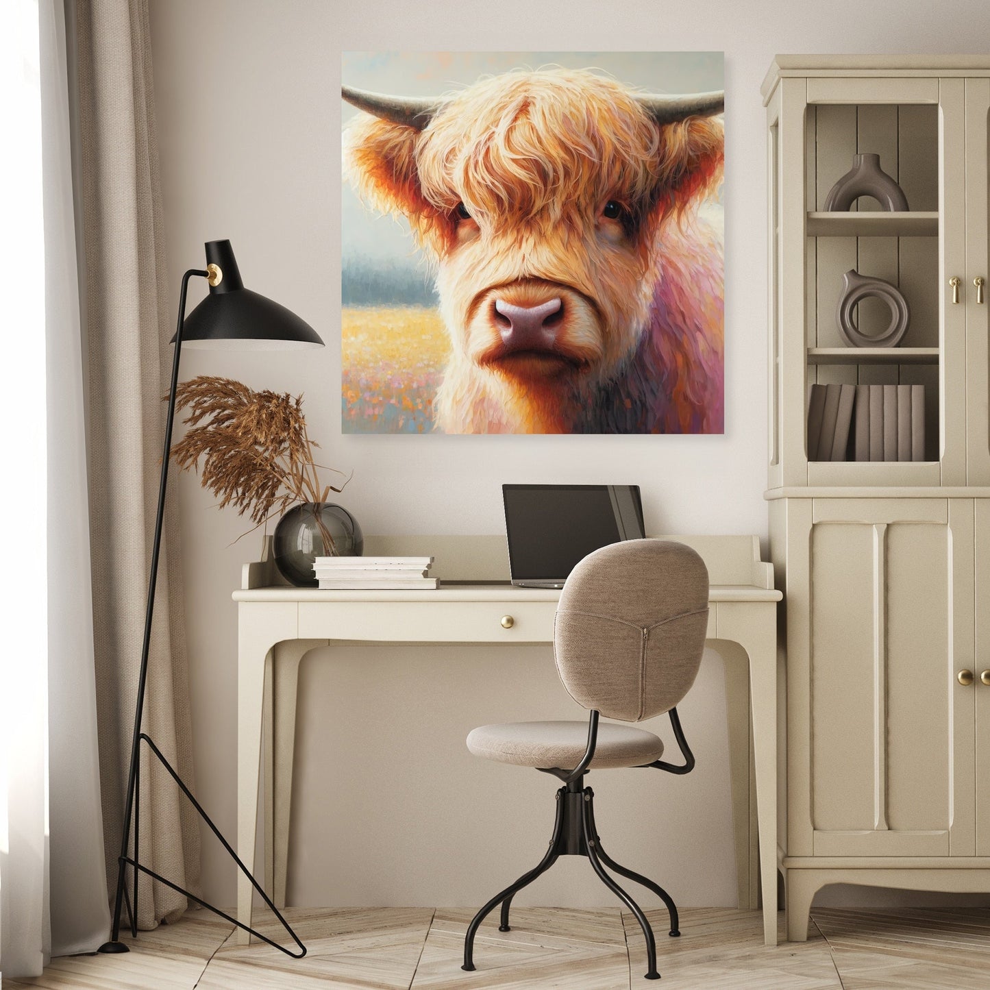 Gentle Highland Cow Gaze Canvas