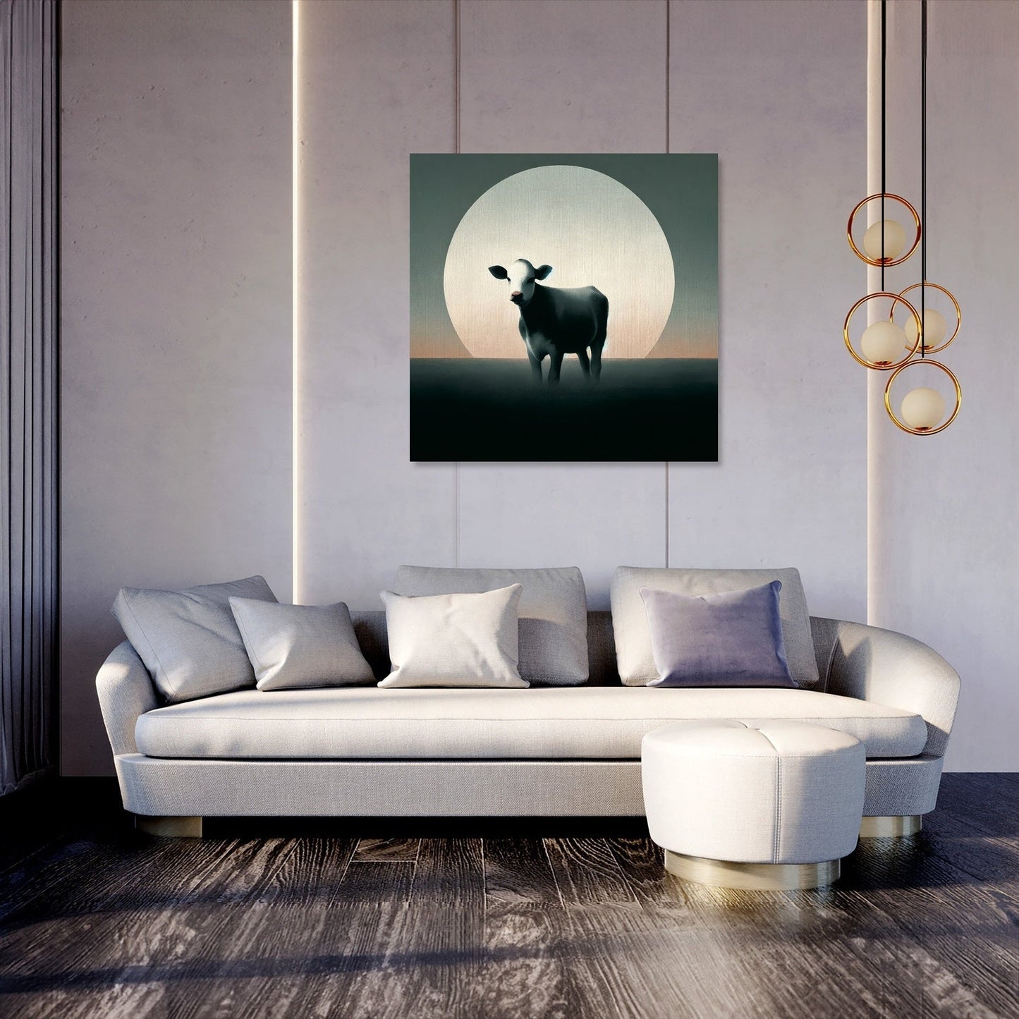 Minimalist Dusk Cow Canvas