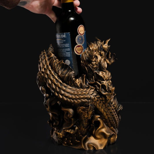 Hand-Painted Chinese Dragon Wine Holder | Mythical Resin Bar Decor